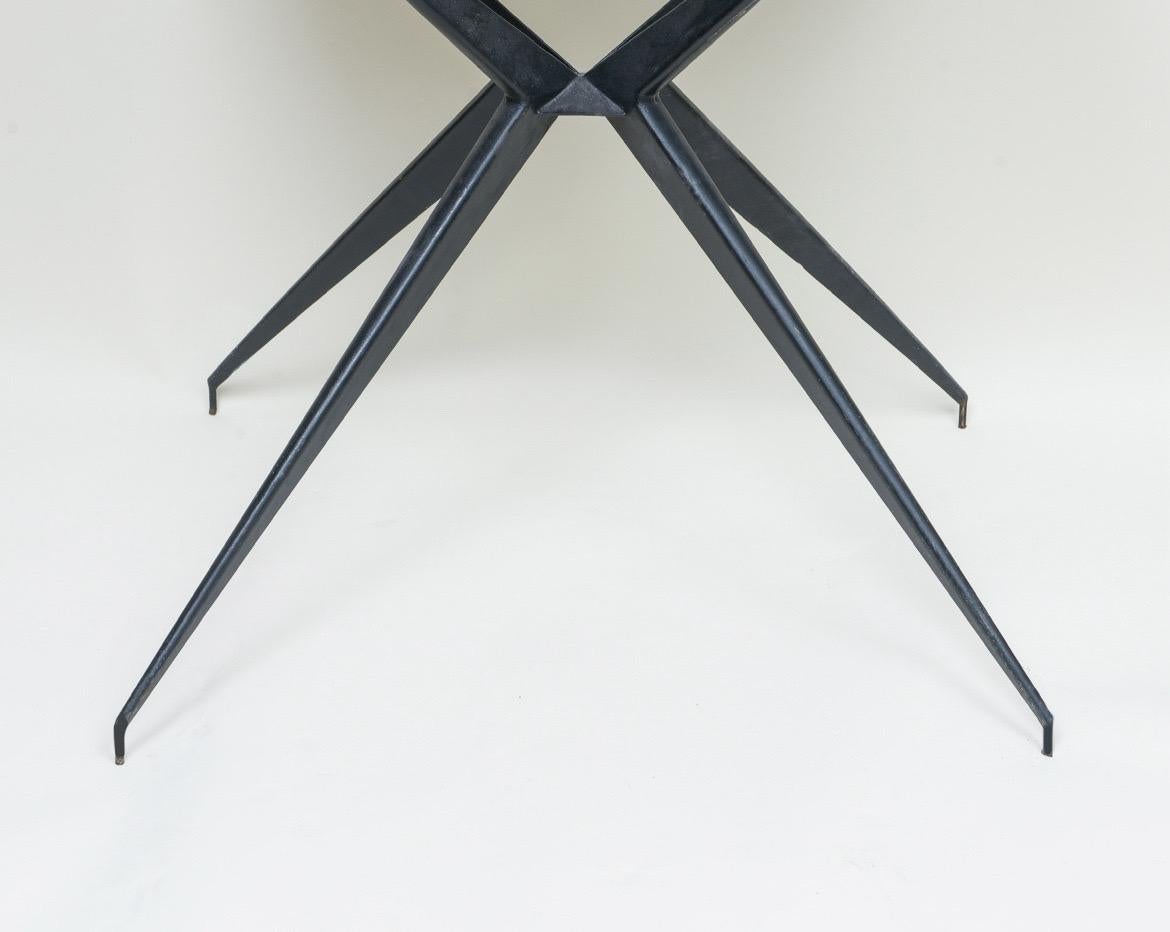 Mid-Century Black Iron Console Table with Marble Top, Italy, 1960s For Sale 3
