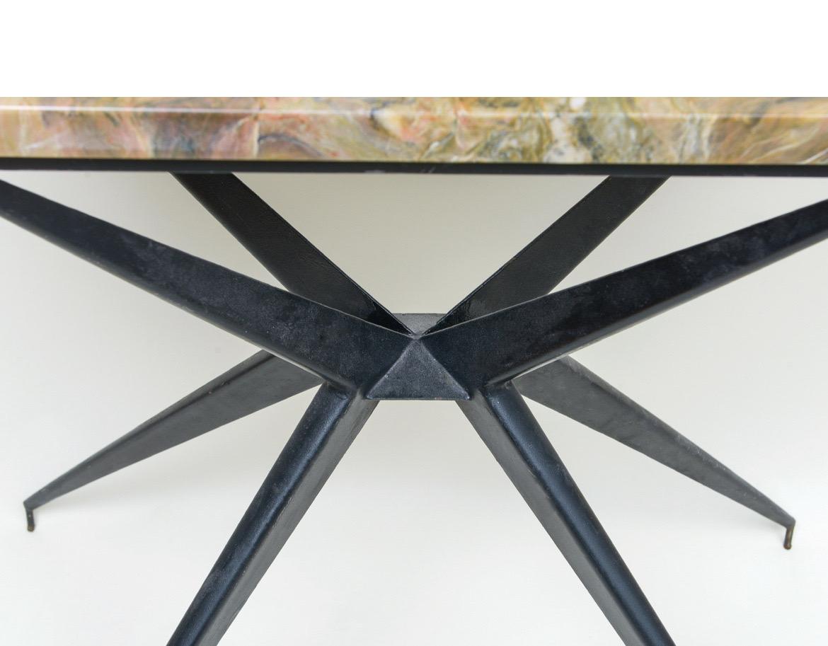 Mid-Century Black Iron Console Table with Marble Top, Italy, 1960s For Sale 1