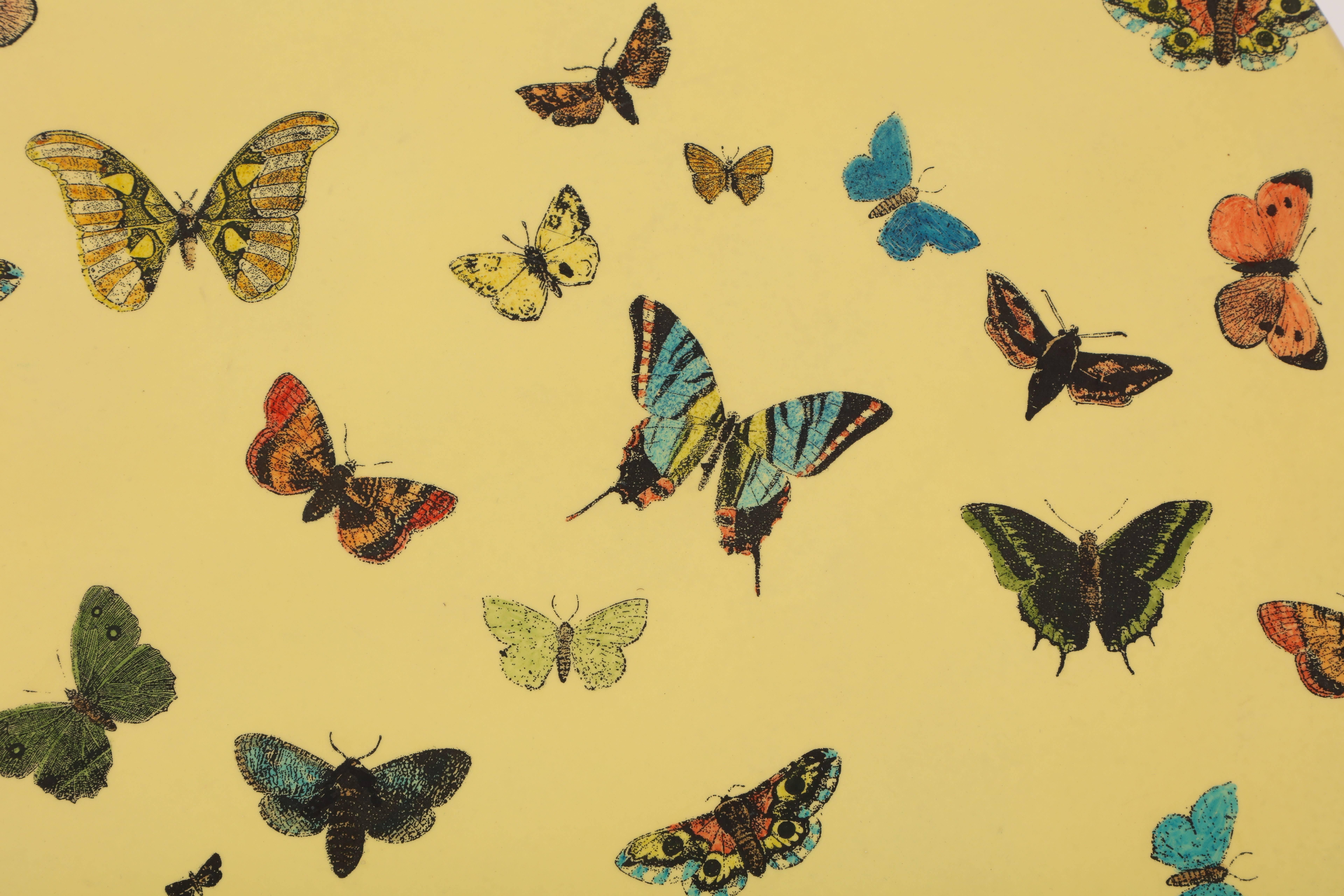 Fornasetti Butterfly Table with Brass Base 1950, 1970 Midcentury Italian In Good Condition In New York, NY