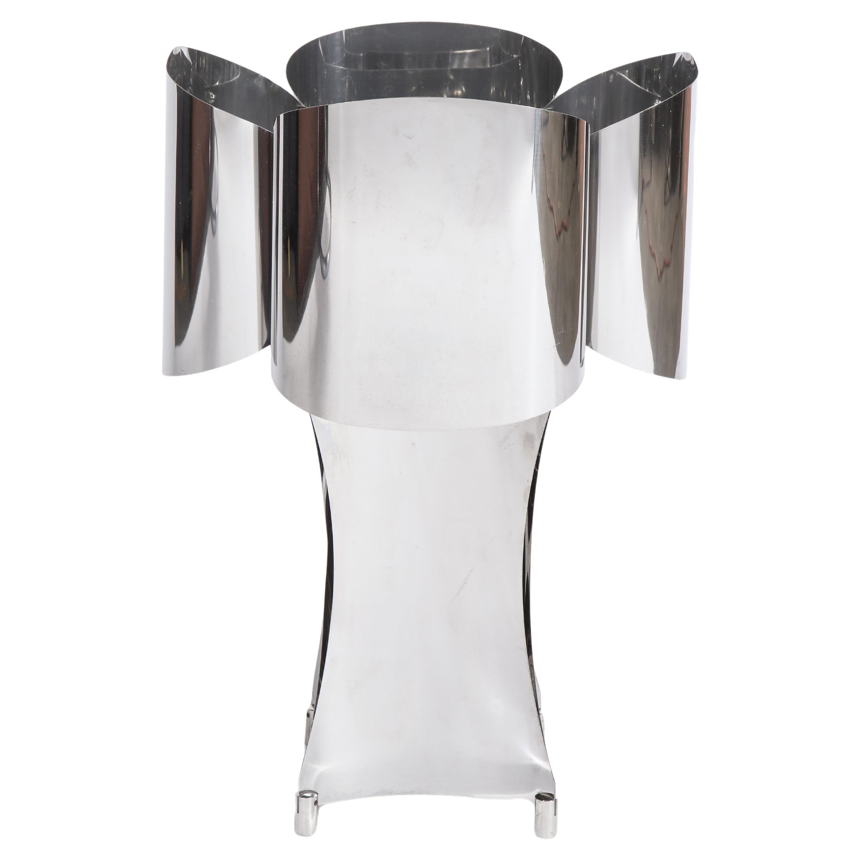 Polished Chrome Ribbon Table Lamp,  France 1980's For Sale