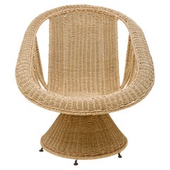Vintage Large Wicker Woven Chair with Incredible Detailing, France, 1970's