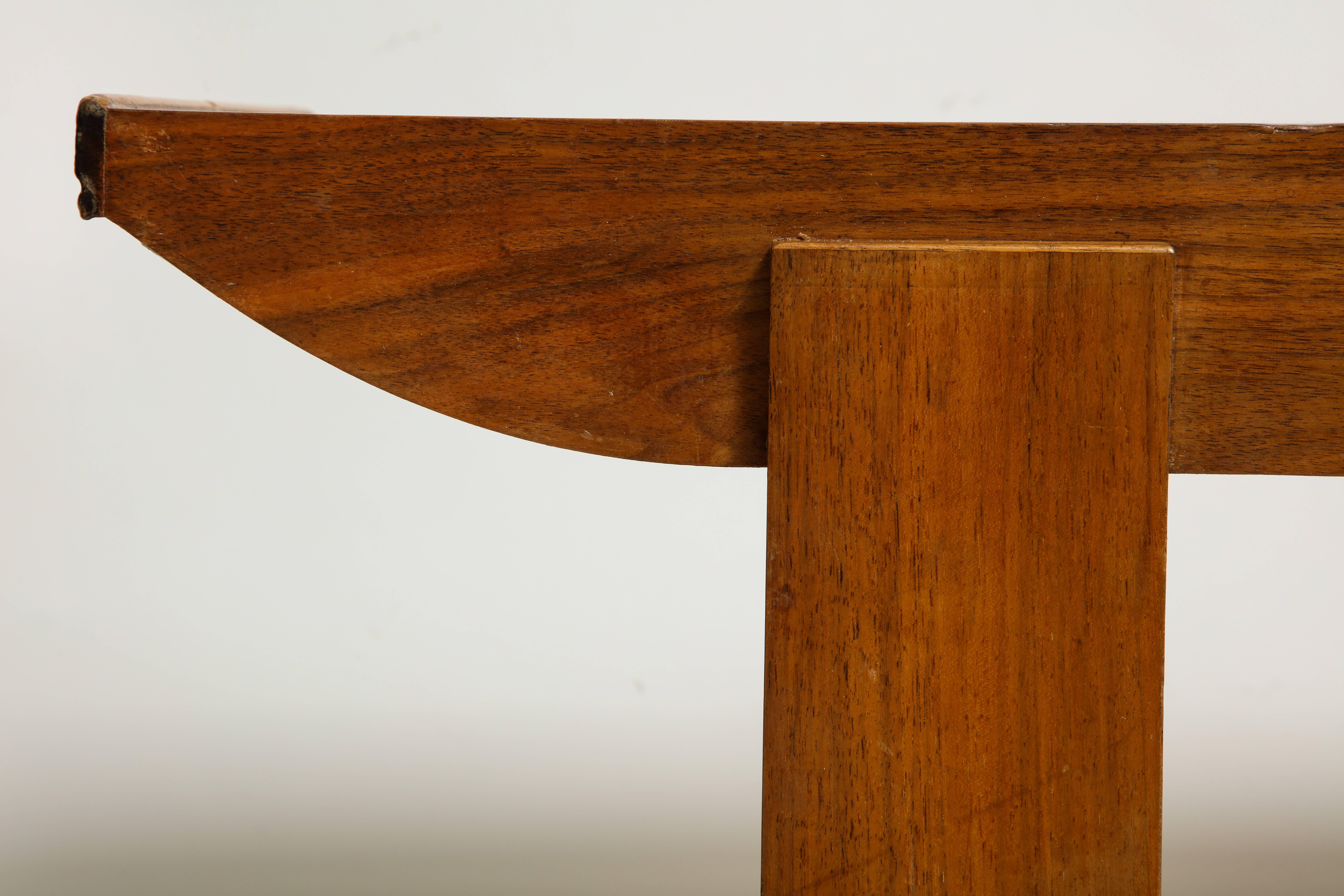 Dominique Attr. Deco Walnut Table Bench Modernist 1930 Mid Century France In Good Condition In New York, NY