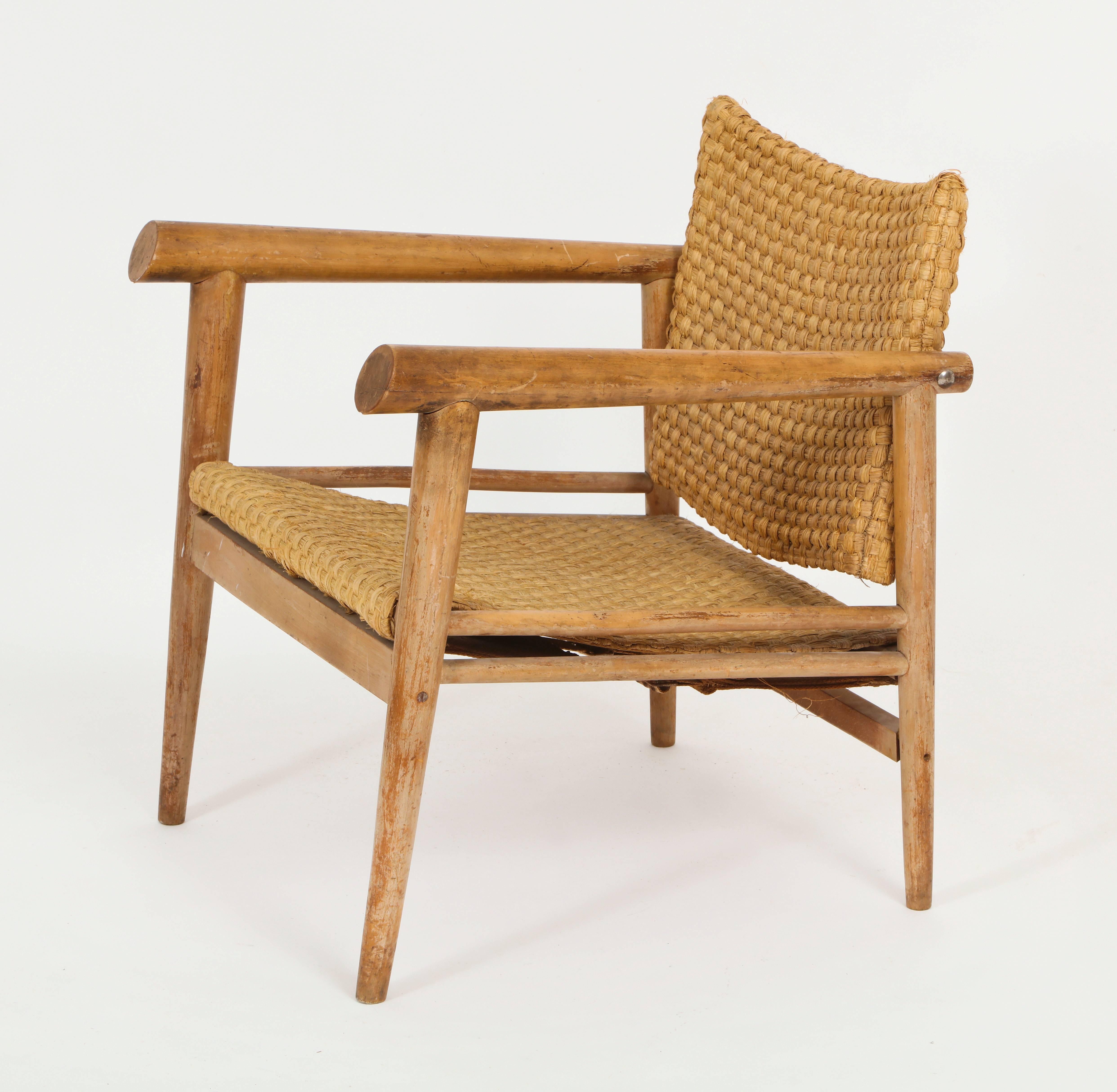 mid century woven chair