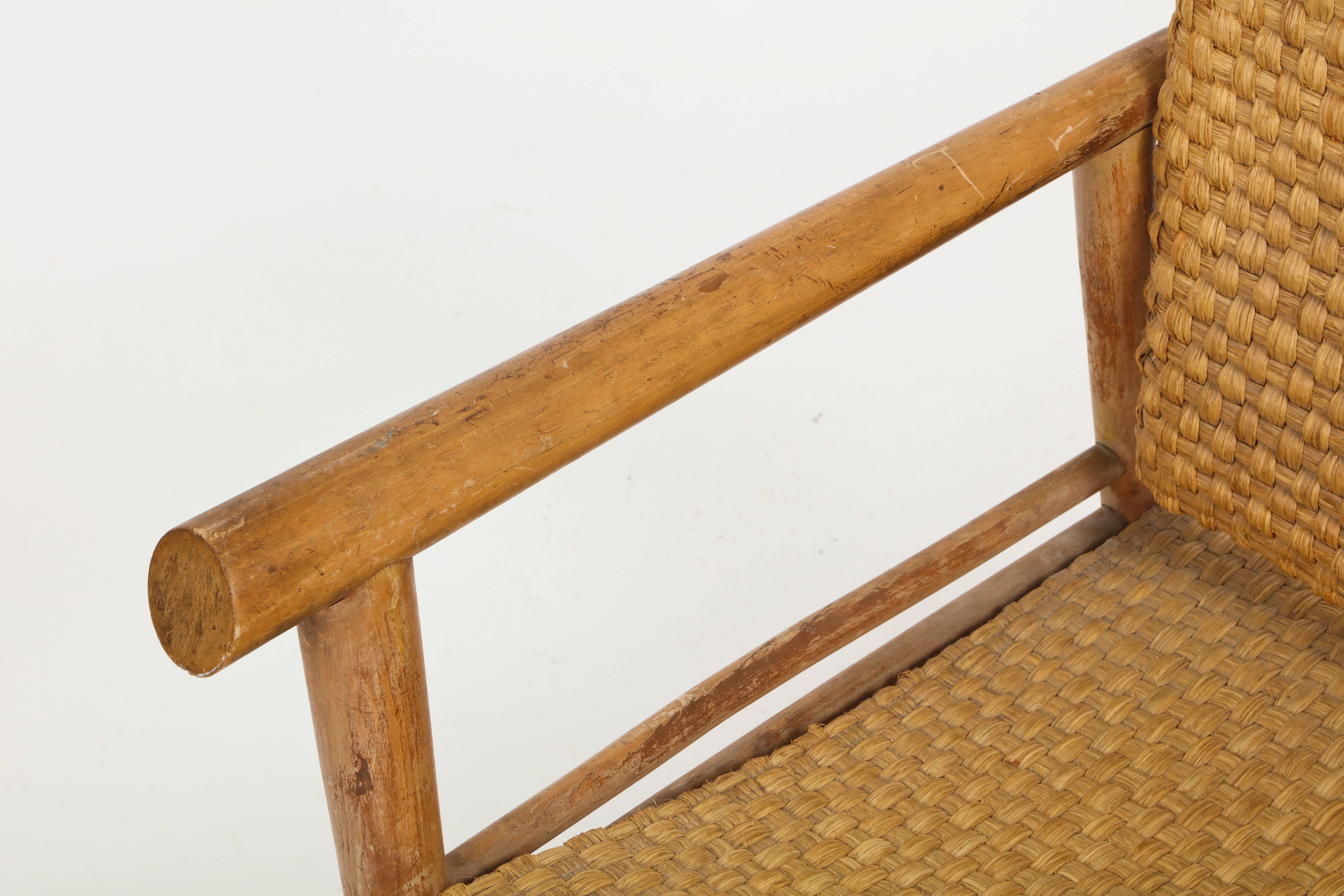 Sycamore Straw Wicker Woven Rush Chair Midcentury Jean Michel Frank Style, 1930, France