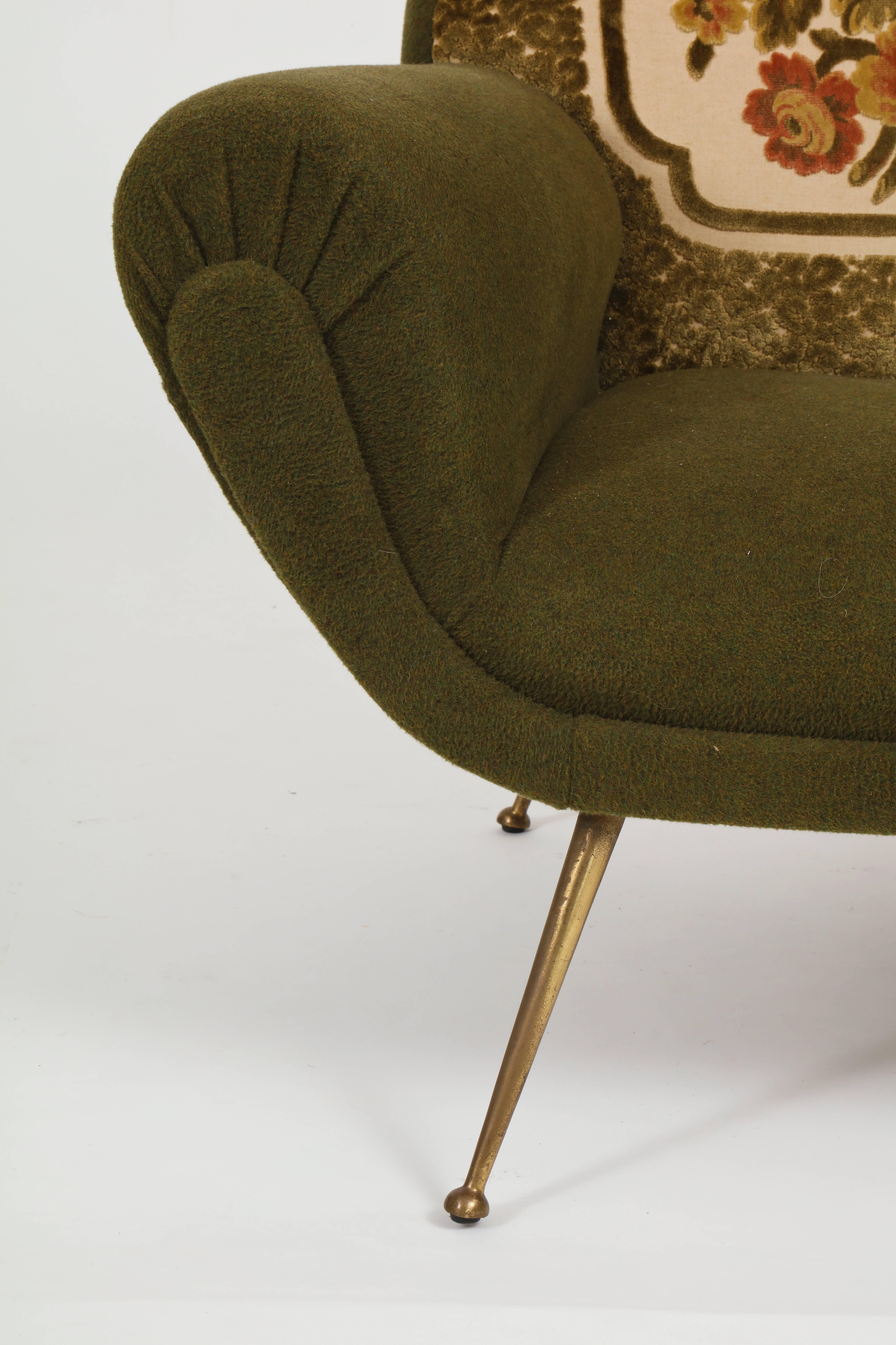 Italian Mid-Century Green Lounge Chairs Bronze Gigi Radice Minotti Original 1950 1