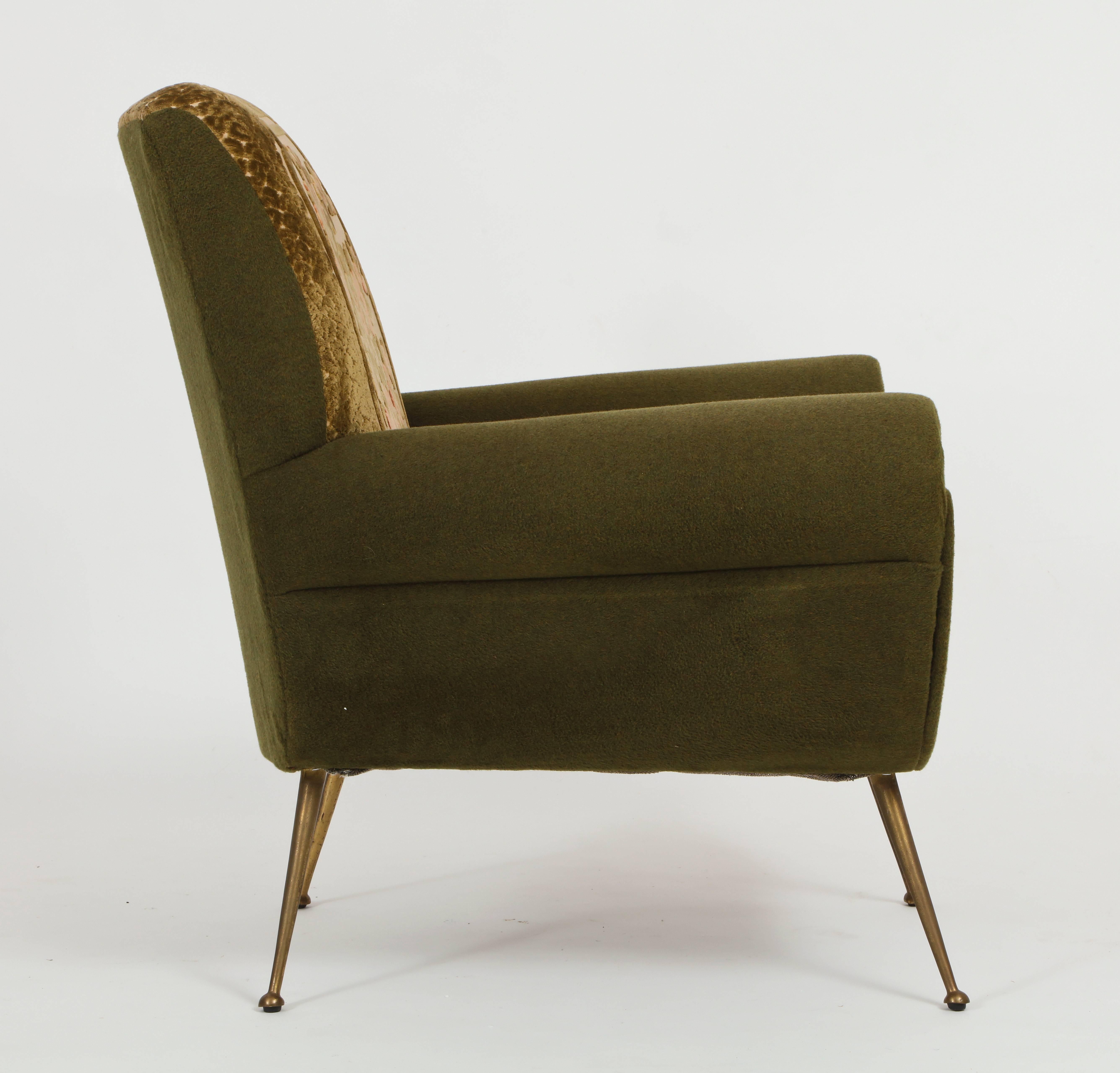 Italian Mid-Century Green Lounge Chairs Bronze Gigi Radice Minotti Original 1950 2