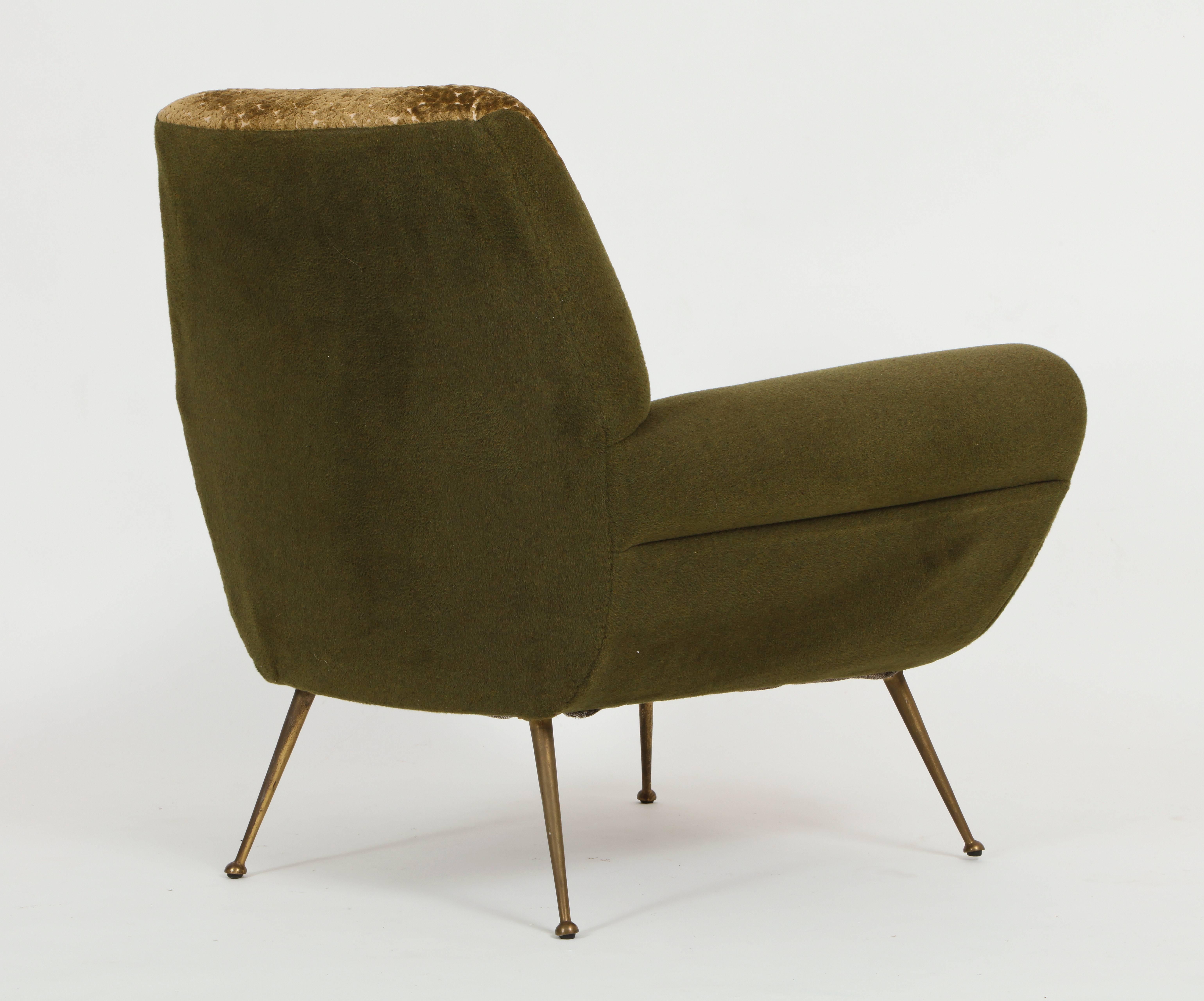 Italian Mid-Century Green Lounge Chairs Bronze Gigi Radice Minotti Original 1950 3
