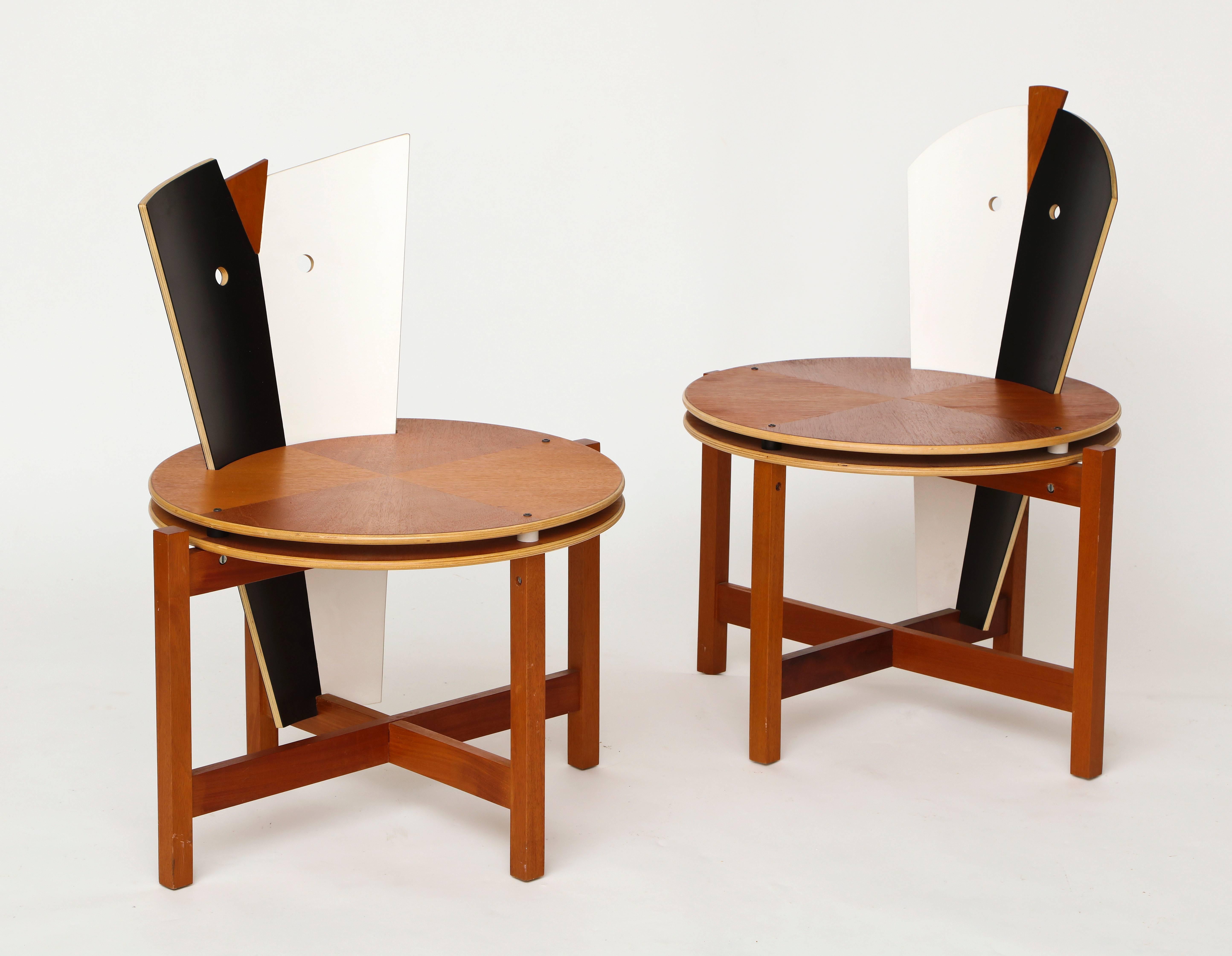 Post-Modern Robert Evanson Post Modern 1980 Chairs Tables Pair Modernist Memphis