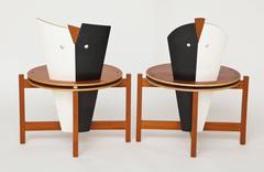 Robert Evanson Post Modern 1980 Chairs Tables Pair Modernist Memphis