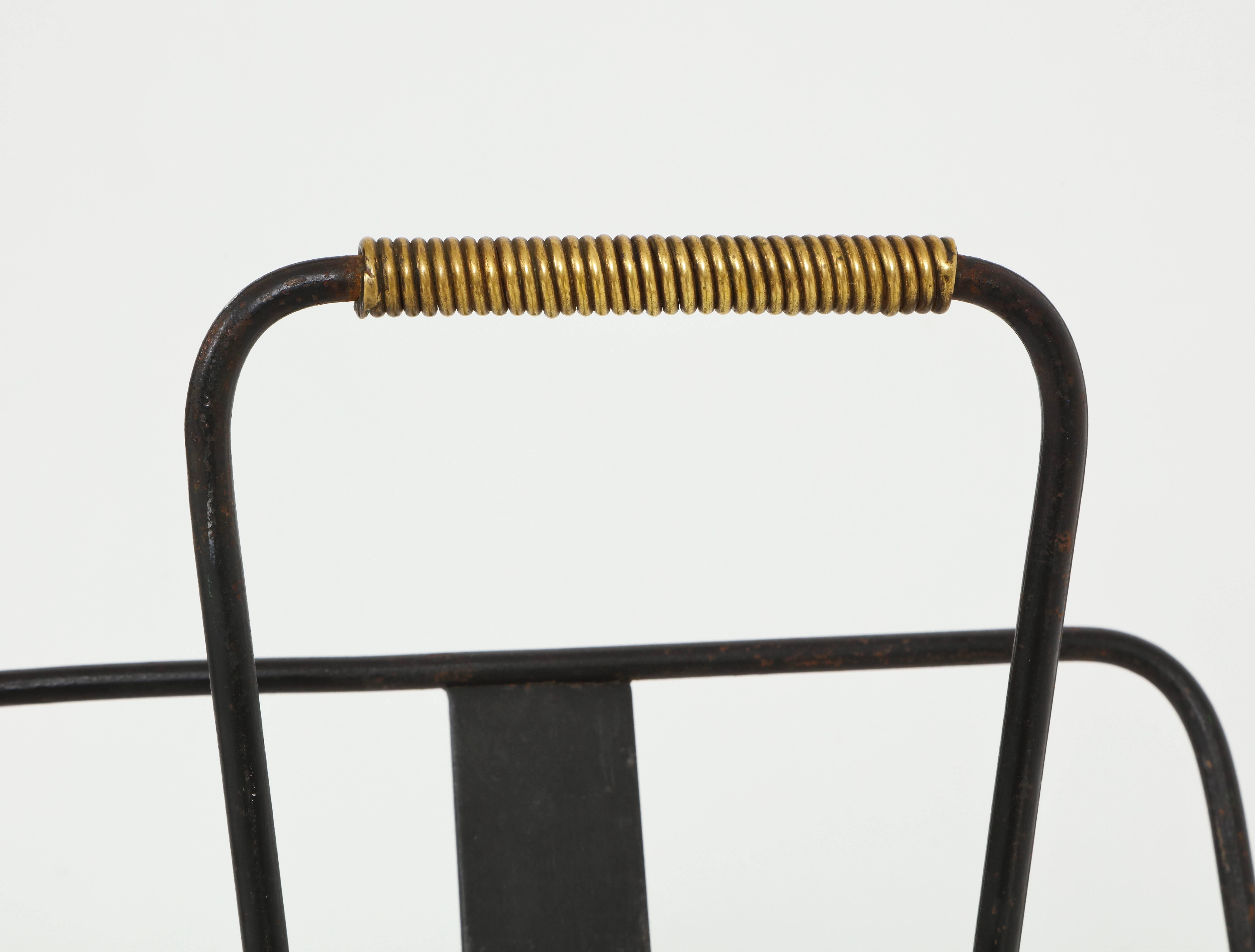 French Jacques Adnet Iron Magazine Rack Midcentury, 1940, 1950, France For Sale