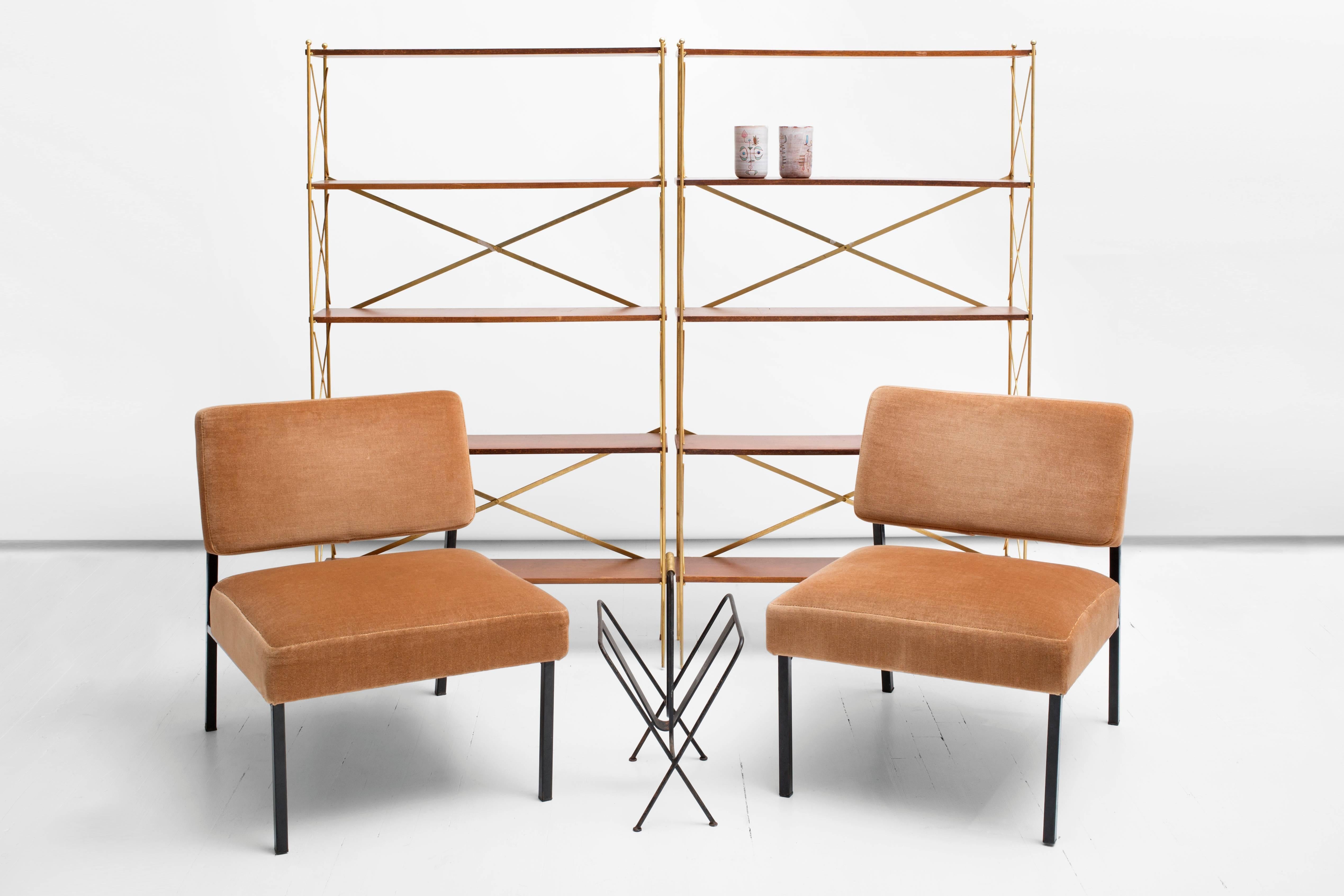 Jacques Adnet Iron Magazine Rack Midcentury, 1940, 1950, France In Good Condition For Sale In New York, NY