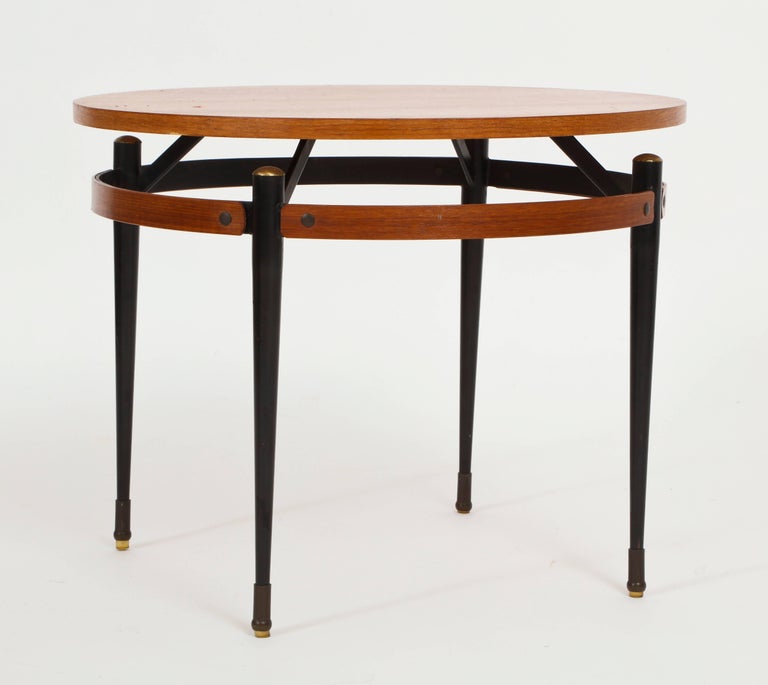 Italian Ponti Style Round Side Table with Metal Legs ...