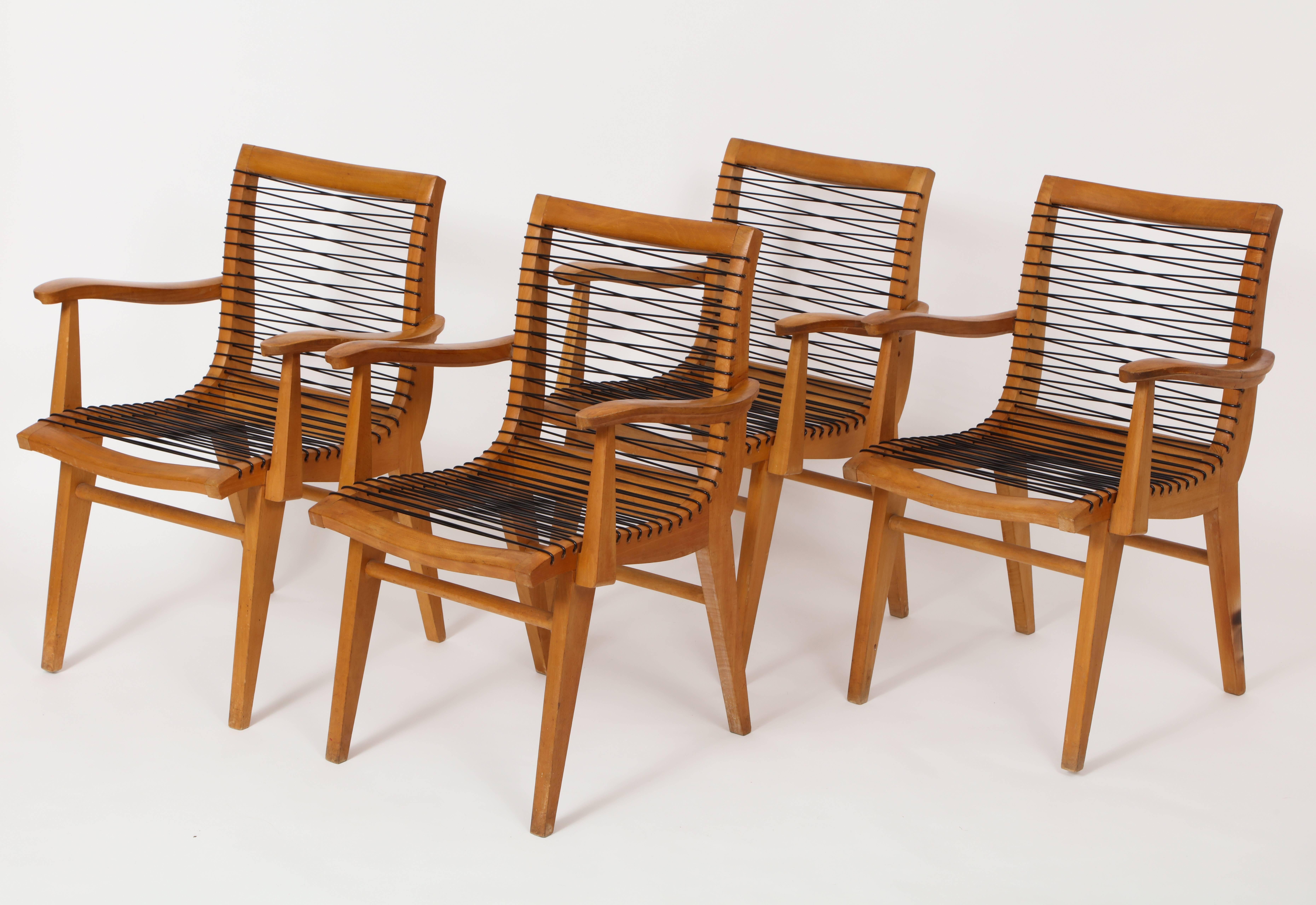 Louis Sognot Sculptural Wood  French Mid Century Dining Office Chairs, 1950s

Louis Sognot chairs architectural and sculptural incredible in any setting.

22 inches diameter
33 inches height
23.23 wide
17.5 seat height
