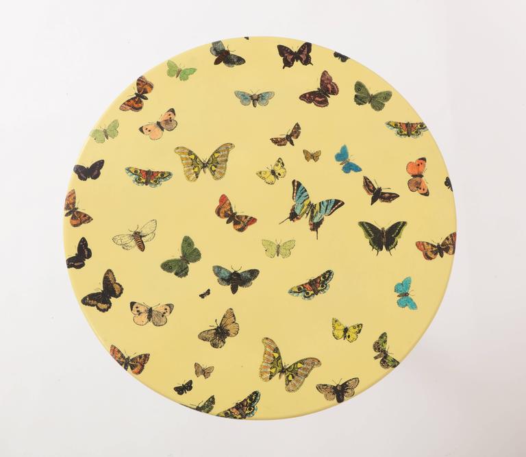 Fornasetti Butterfly Table with Brass Base 1950, 1970 Mid Century