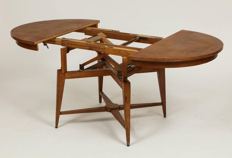 Marcel Gascoin 1950s Wood Coffee Centre, Convertible Coffee Table Dining Table