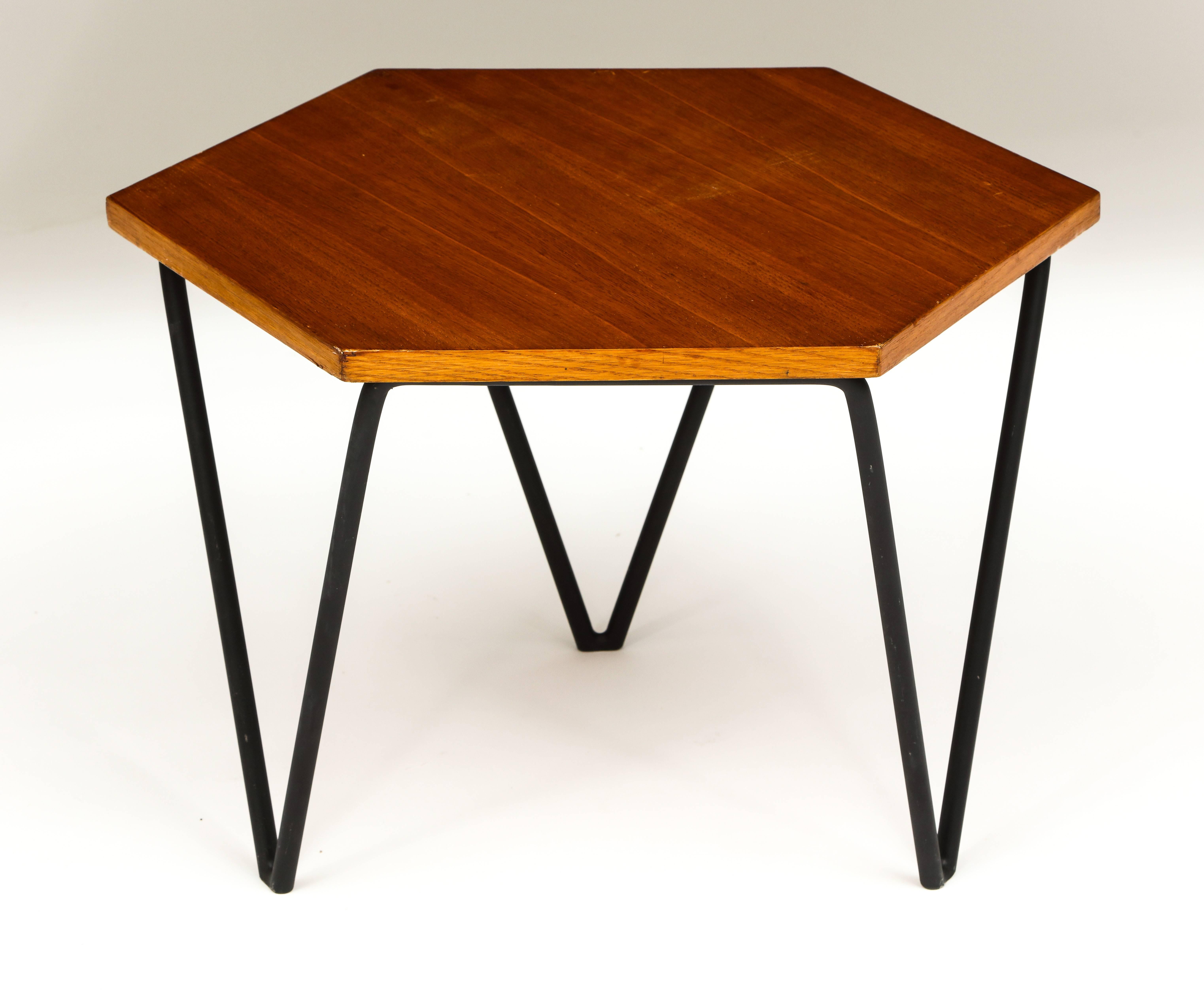 Mid-Century Modern Gio Ponti Side Table by ISA, Wood and Iron, 1950s, Midcentury, Italy