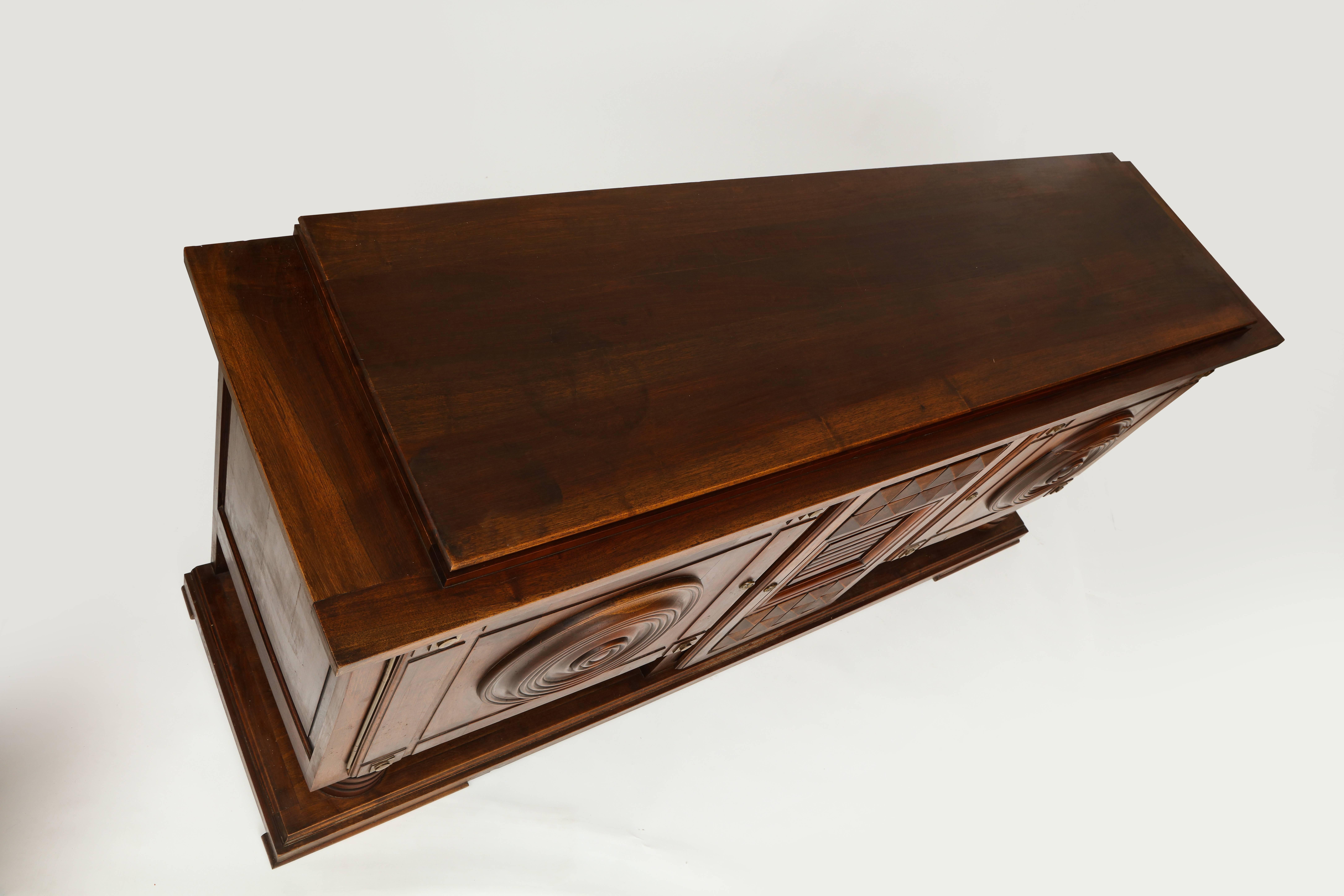 Mid-20th Century Charles Dudouyt Deco Mahogany Sideboard Buffet, 1930s, France