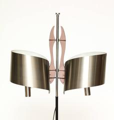Maison Charles Standing Floor Lamp with Stainless Steele Shade, 1970s, France