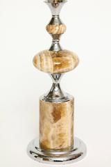 Onyx and Chrome Mid-Century Table Lamp, France 1970s in the Style of Charles