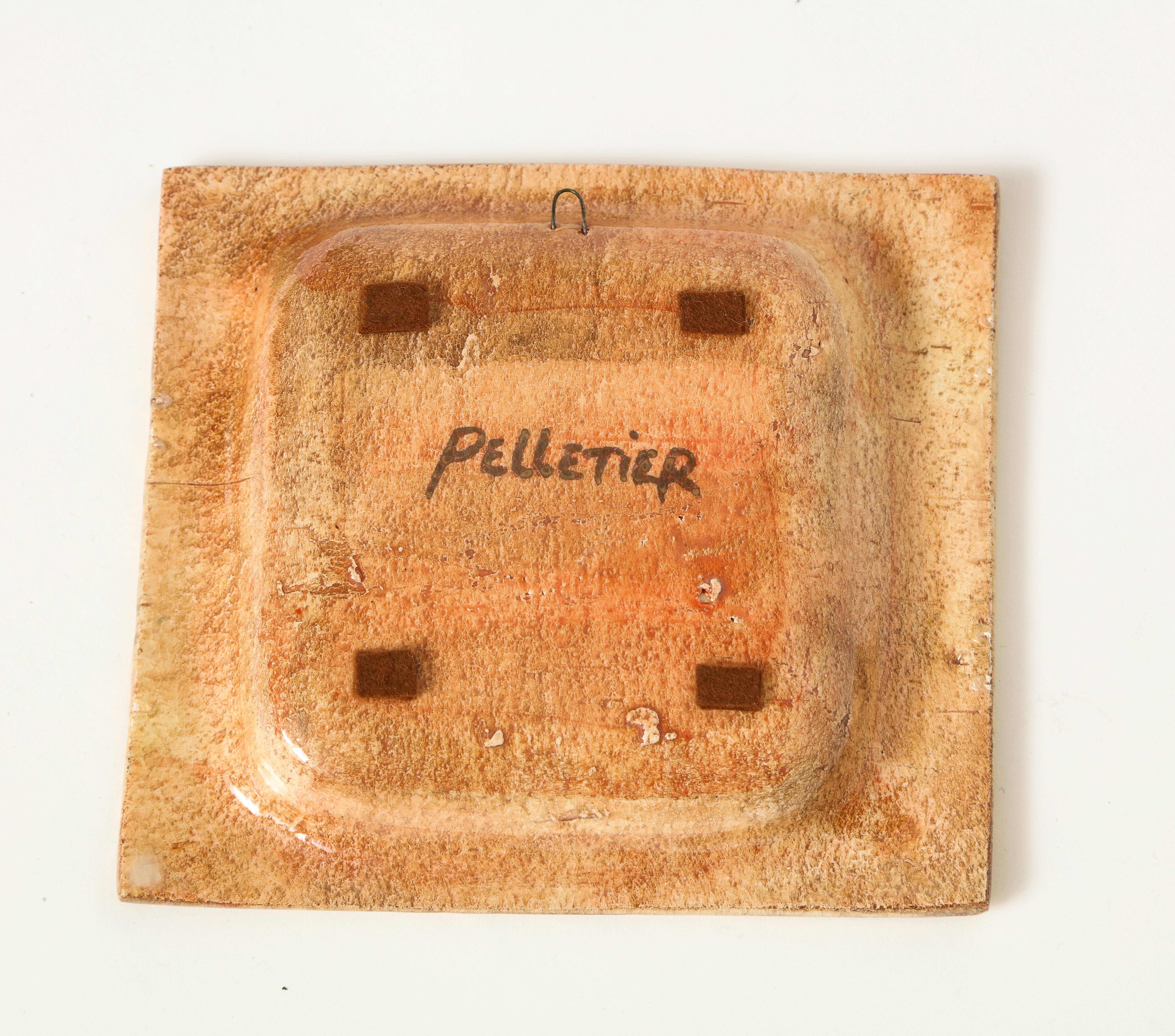 French Georges Pelletier Ceramic Dish Gold Orange, 1960s-1970s, France, Mid-Century