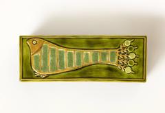 Francois Lembo Green Ceramic Bird Box, Mid-Century, France, 1960-1970
