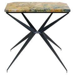 Used Mid-Century Black Iron Console Table with Marble Top, Italy, 1960s