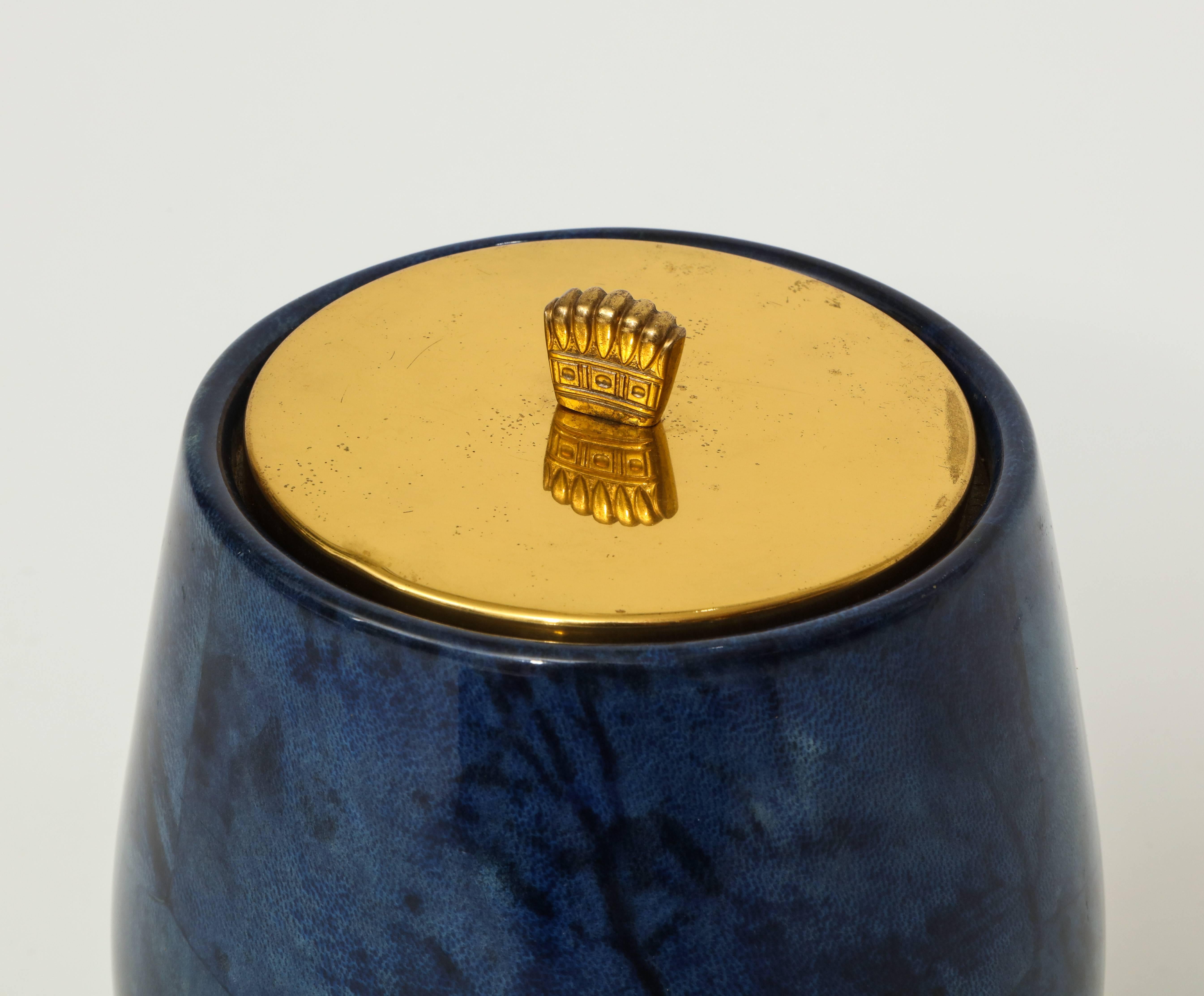 Blue Brown Ceramics Tura Ice Bucket Pitcher French Italian Laborne Quimper Vase For Sale 3