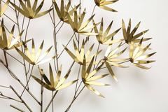 Signed Curtis Jere Brass Flower Leaf Wall Sculpture 1960s, 1970s, 1980s