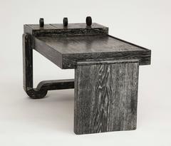 Francisque Chaleyssin Cerused Oak Nero Tavolino Deco, anni '40-'50, Francia