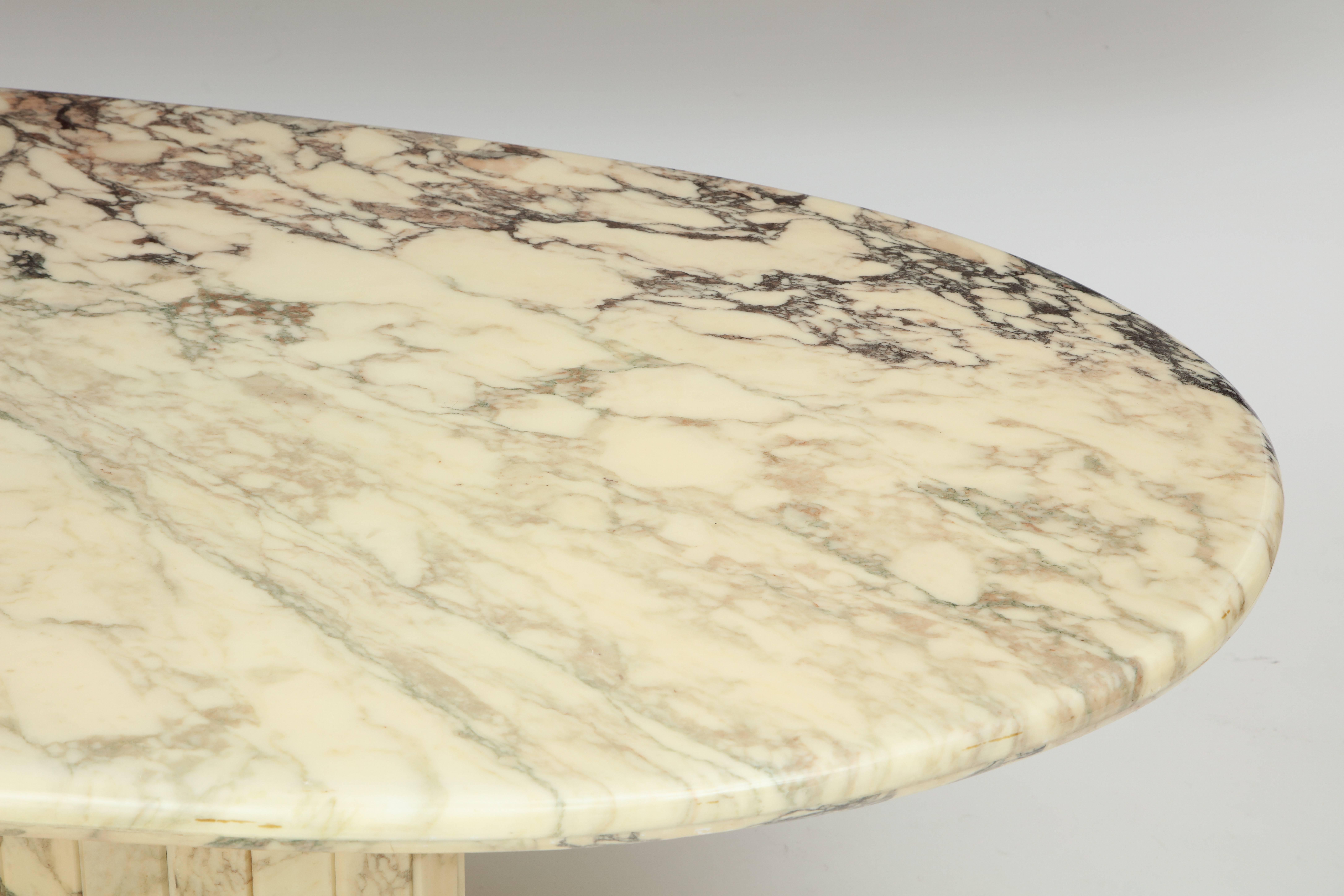 Vintage White Brown Grey Oval Marble Dining Table, Mid-Century, France, 1970s at 1stDibs ...