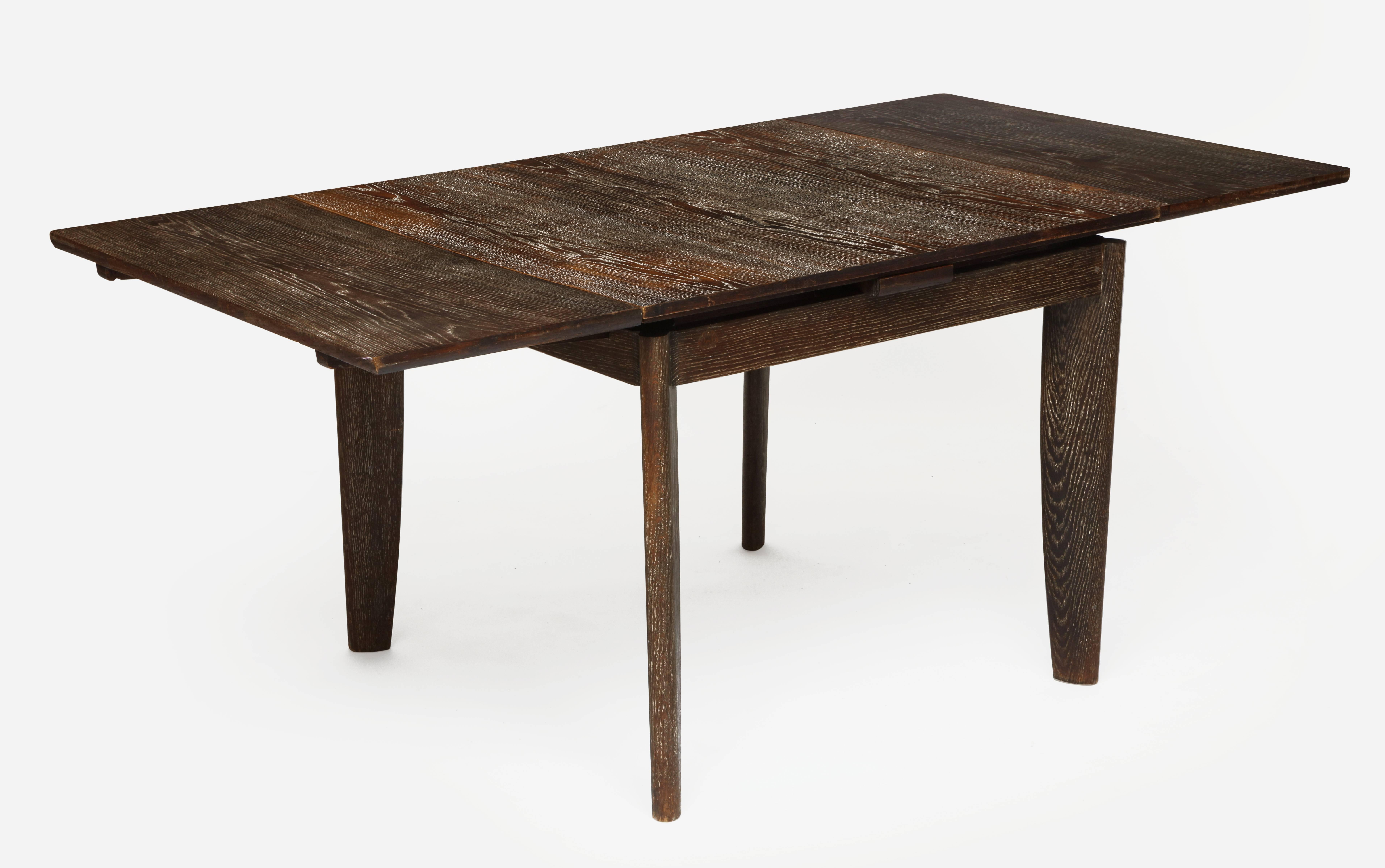 Majorelle Art Deco Cerused Oak Game Table Mid-Century France, 1940s In Good Condition For Sale In New York, NY