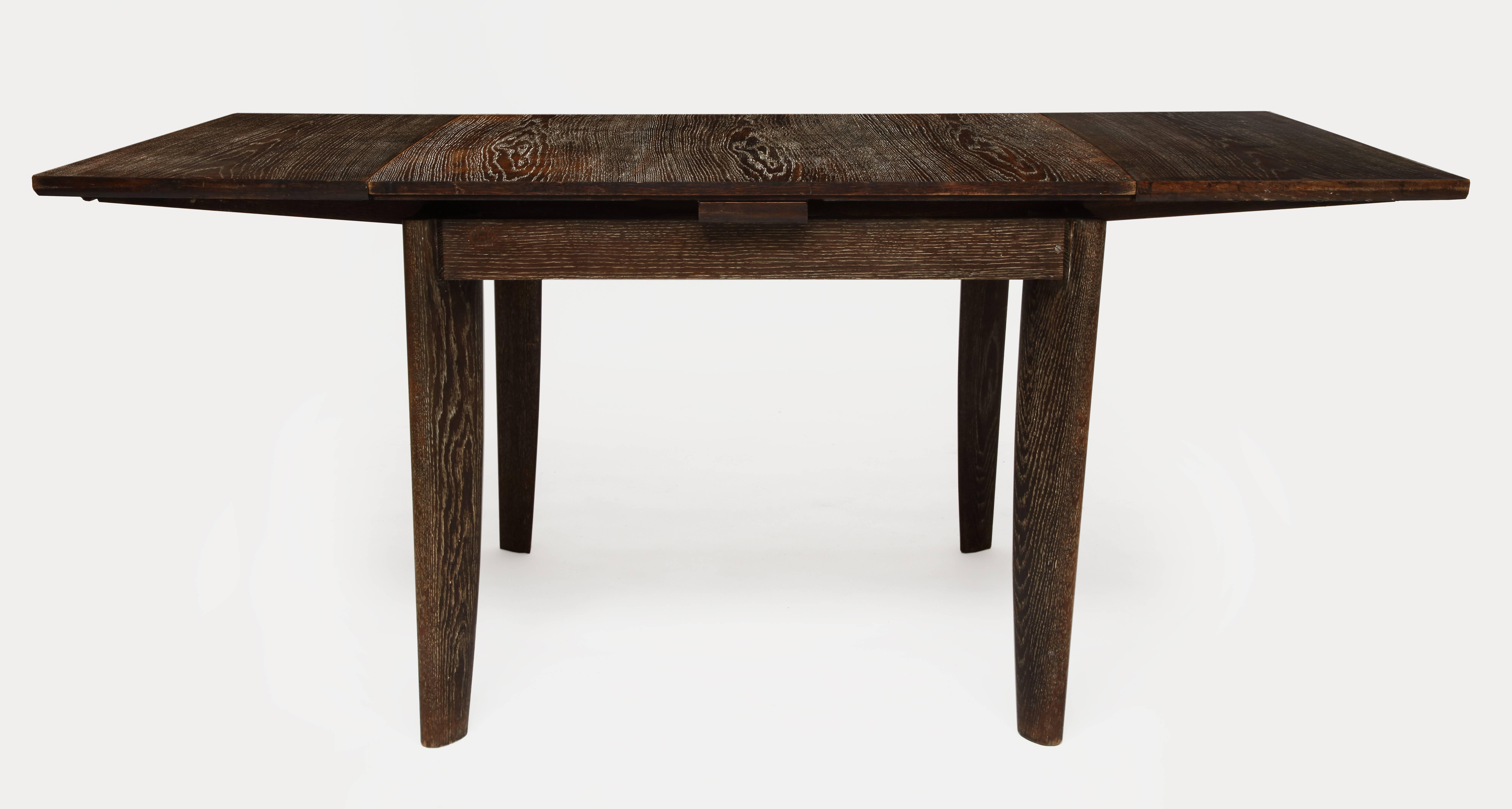 French Majorelle Art Deco Cerused Oak Game Table Mid-Century France, 1940s For Sale