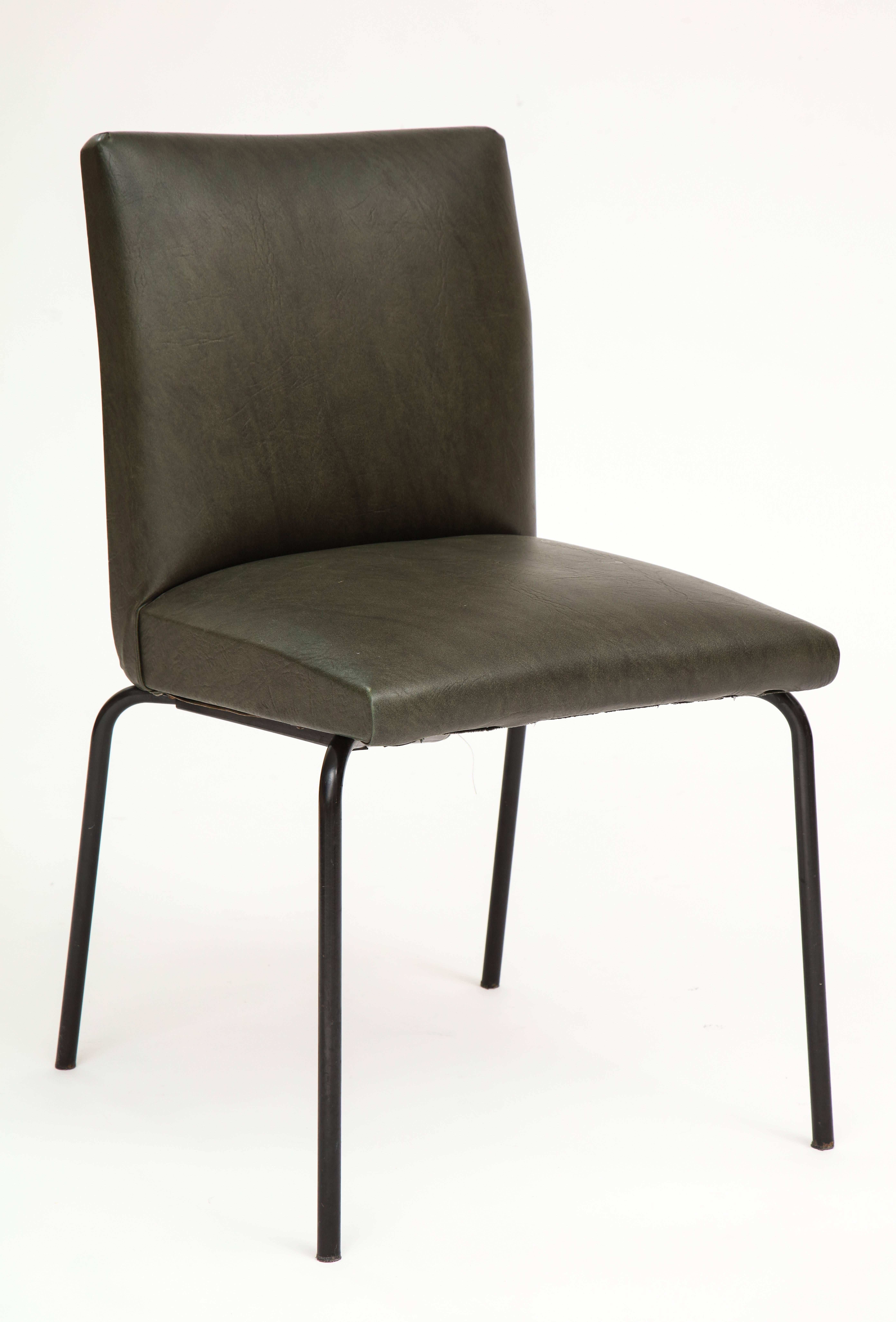 Mid-Century Modern Guariche Robert Meurop Dining Chairs Faux Leather, 1960 Mid-Century, France
