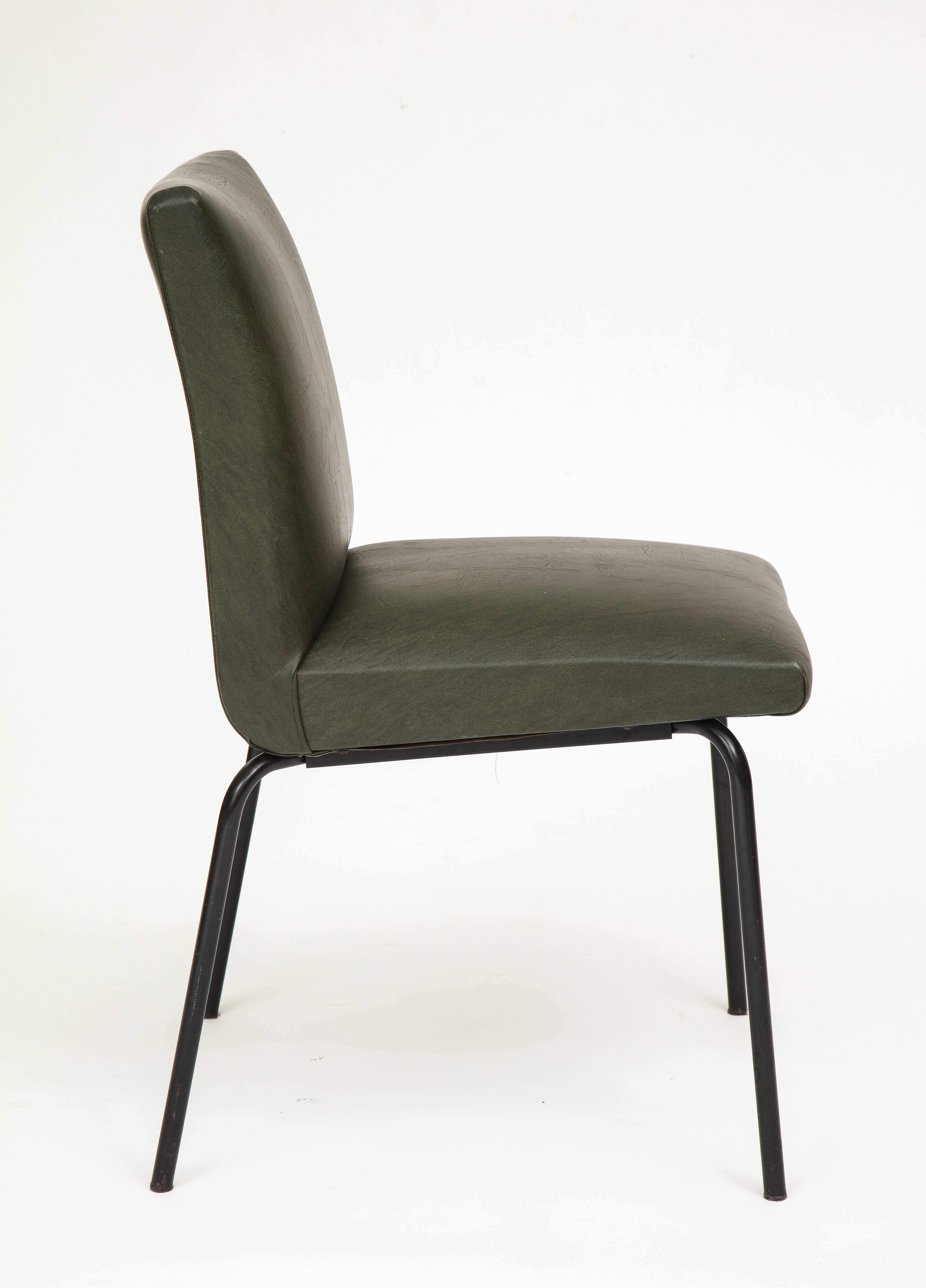 Belgian Guariche Robert Meurop Dining Chairs Faux Leather, 1960 Mid-Century, France
