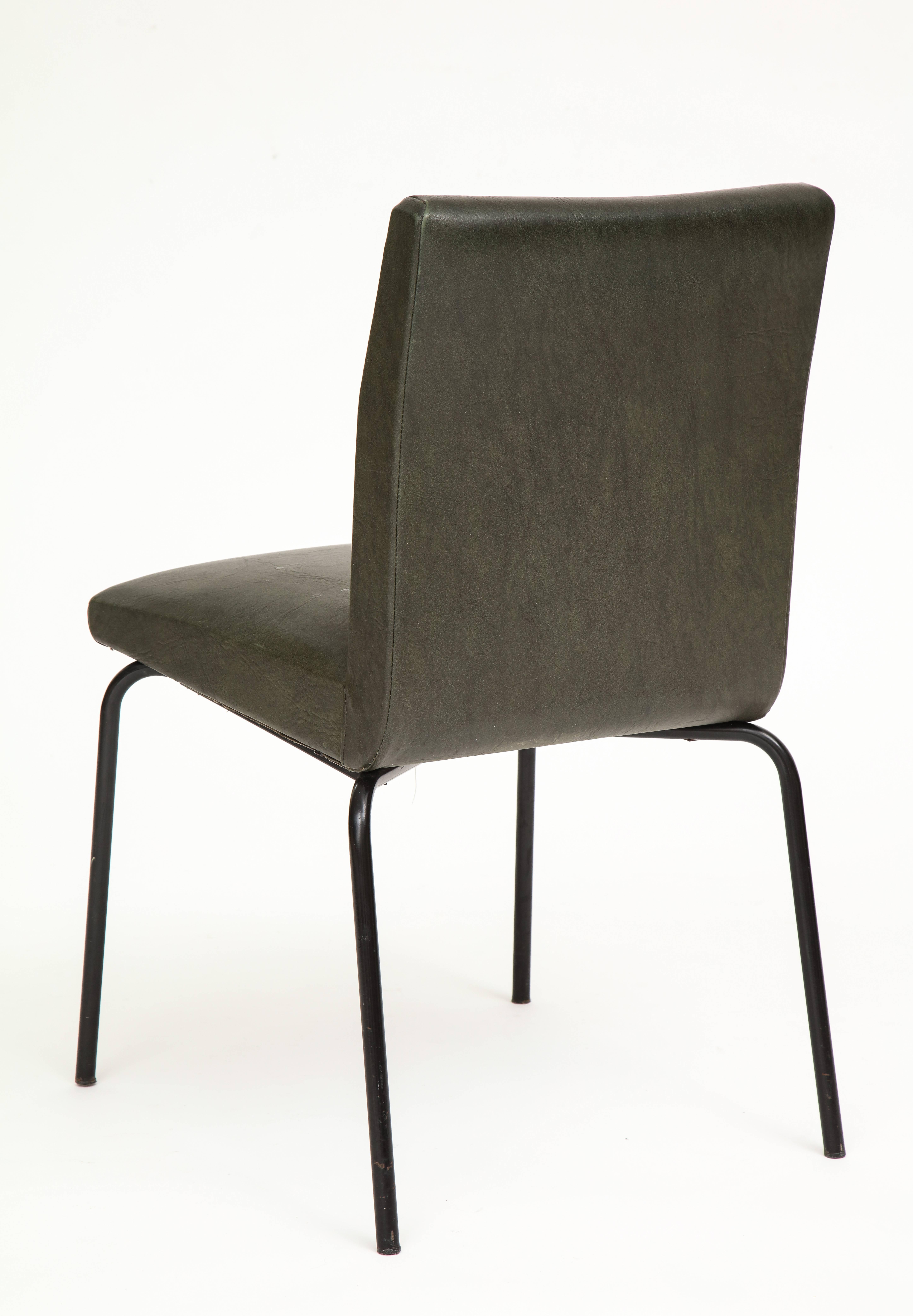 Mid-20th Century Guariche Robert Meurop Dining Chairs Faux Leather, 1960 Mid-Century, France
