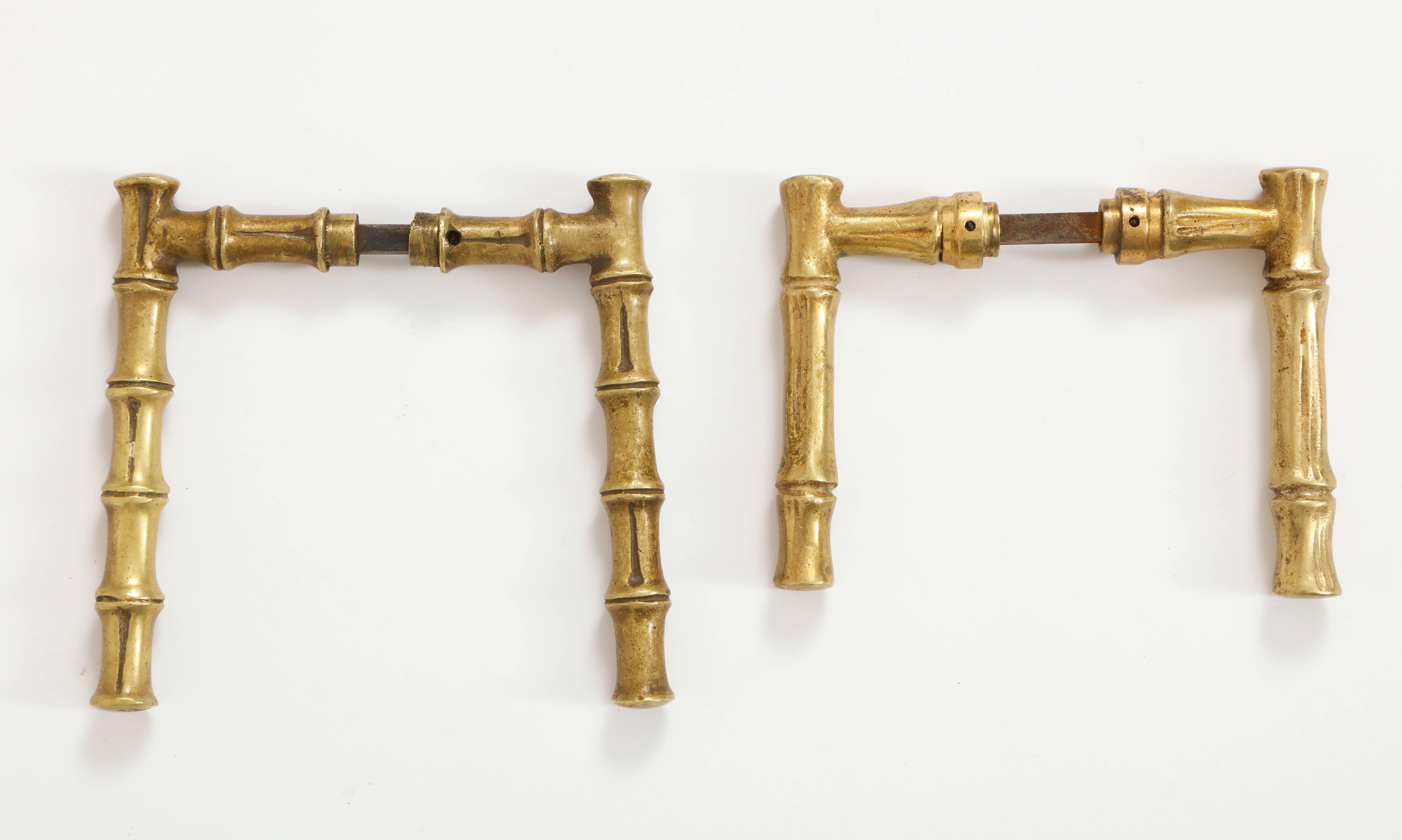 Bronze Handles Mid-Century Bamboo, France, 1970s In Good Condition In New York, NY