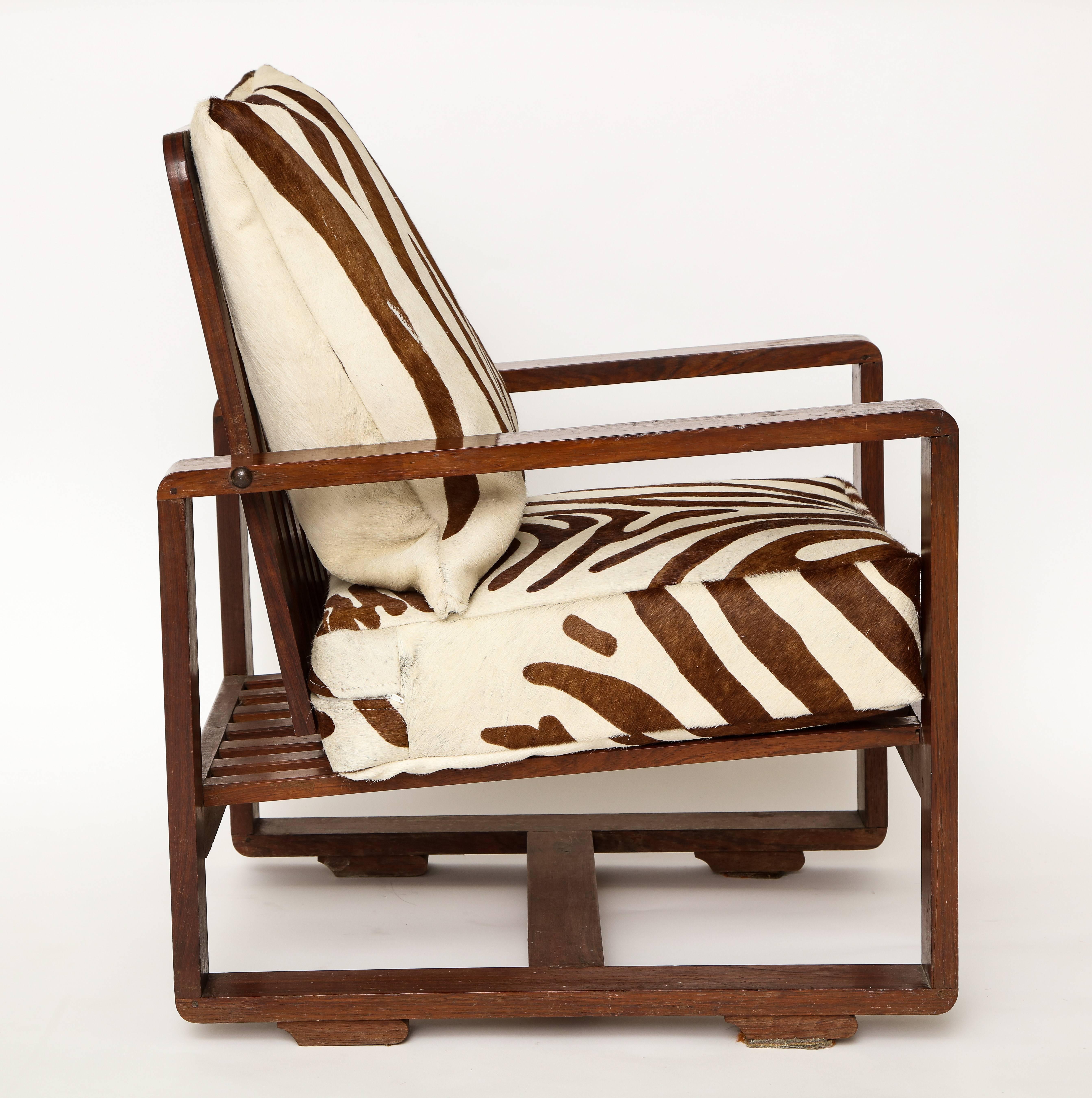 French Sornay Attr. Art Deco Rosewood Lounge Chairs, France 1930s-1940s, Mid-Century For Sale