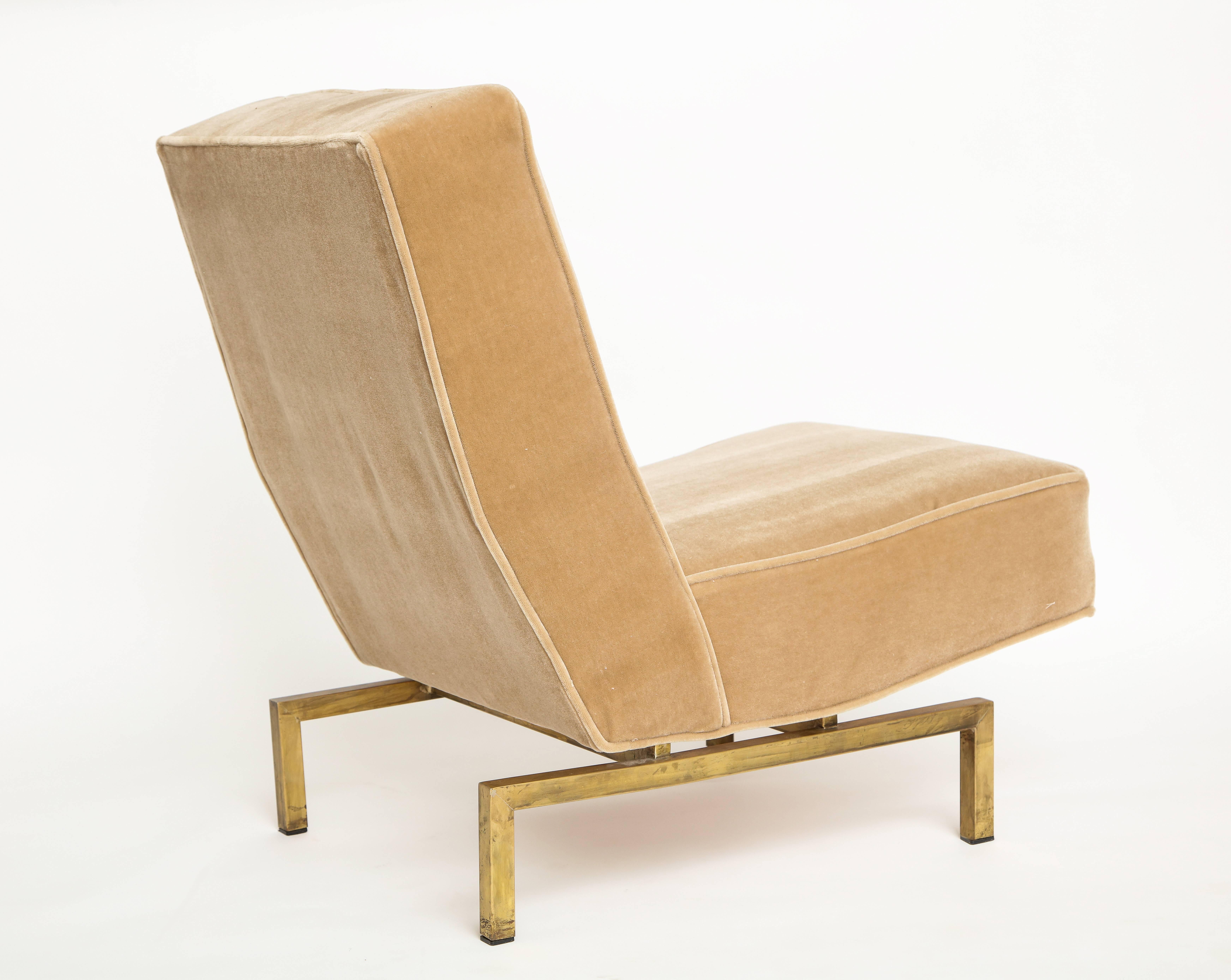 Louis Paolozzi Gold Mid-Century Lounge Chairs on Brass Bases, France, 1950s 1