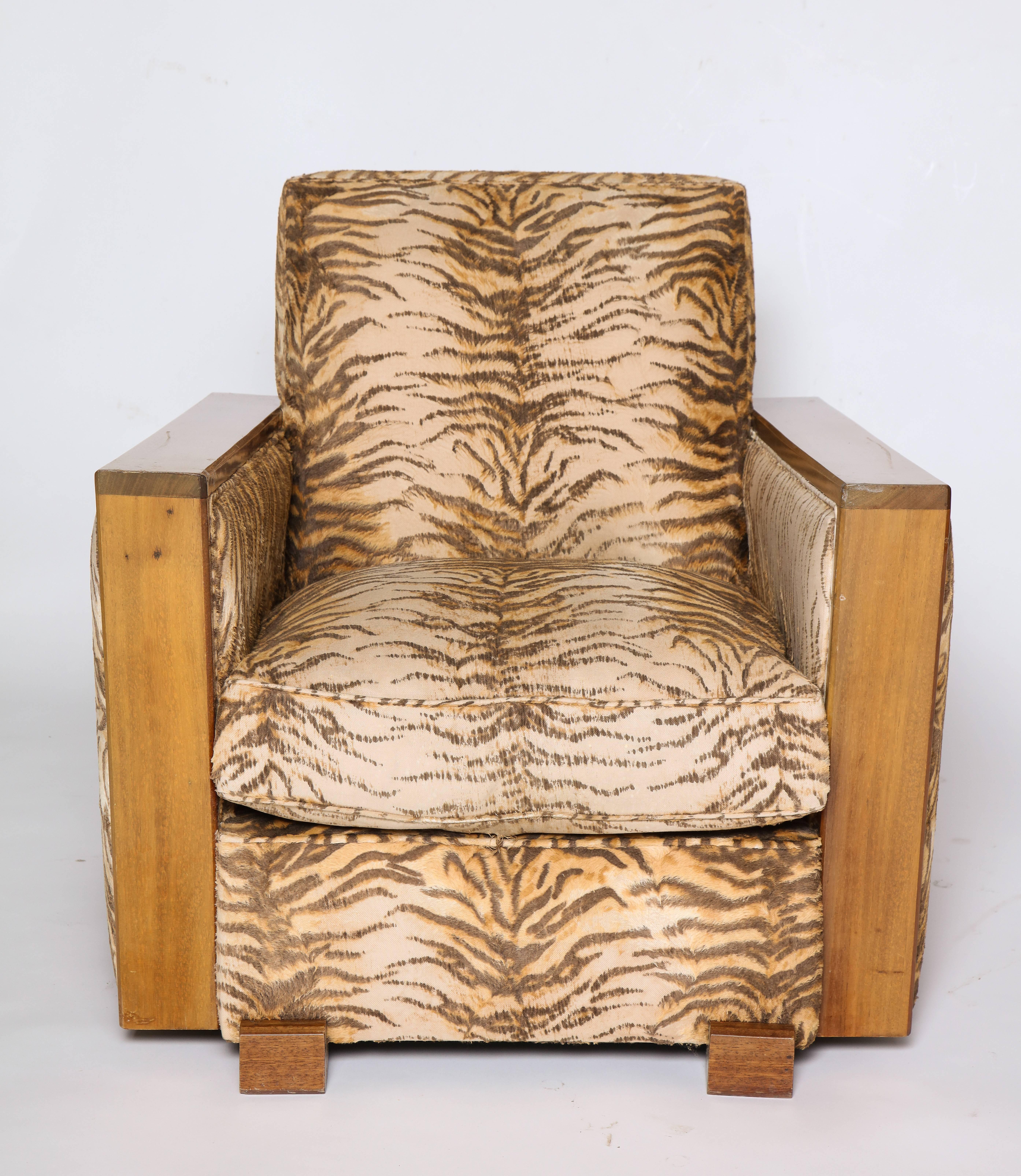 Art Deco Deco Chic Animal Print Pair of Chairs, France, 1940s
