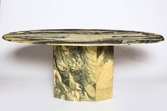 Organic French White Black Cream Marble Dining Table Desk, 1980s, France