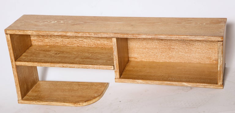 Mid-20th Century Pair Modernist Royere Gouffe Cerused Oak Wall Shelf Deco, 1930s, France For Sale