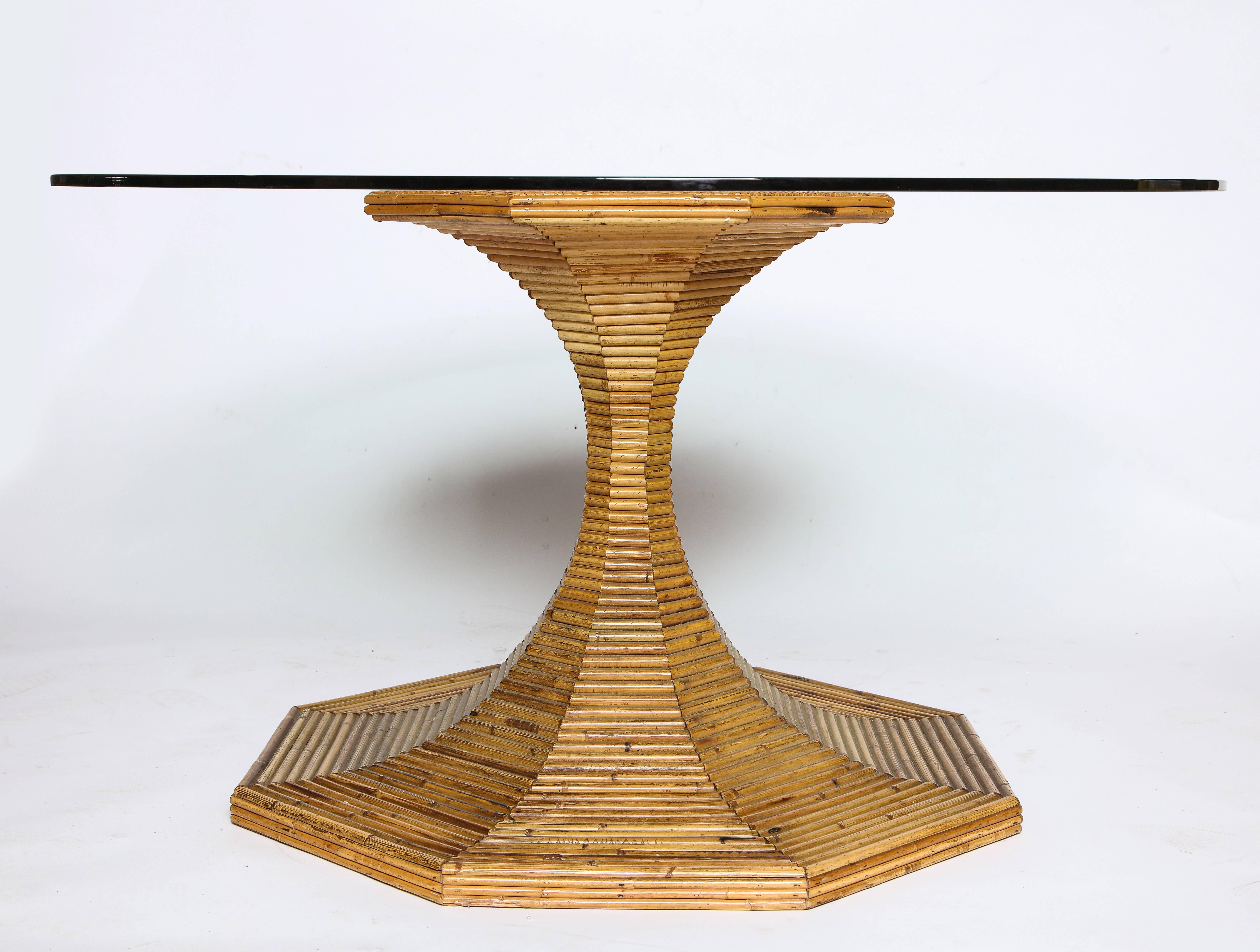 Elegant Vivai del Sud Rattan Bamboo Round Dining or Centre Table, Italy, 1970s In Good Condition In New York, NY