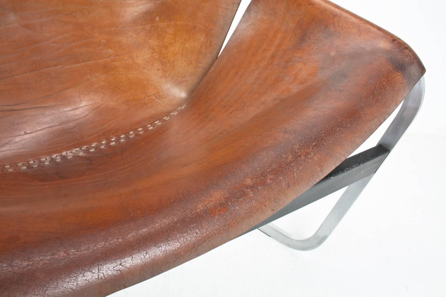 Mid-20th Century F444 Pierre Paulin Saddle Leather Lounge Chair for Artifort, Original 1969