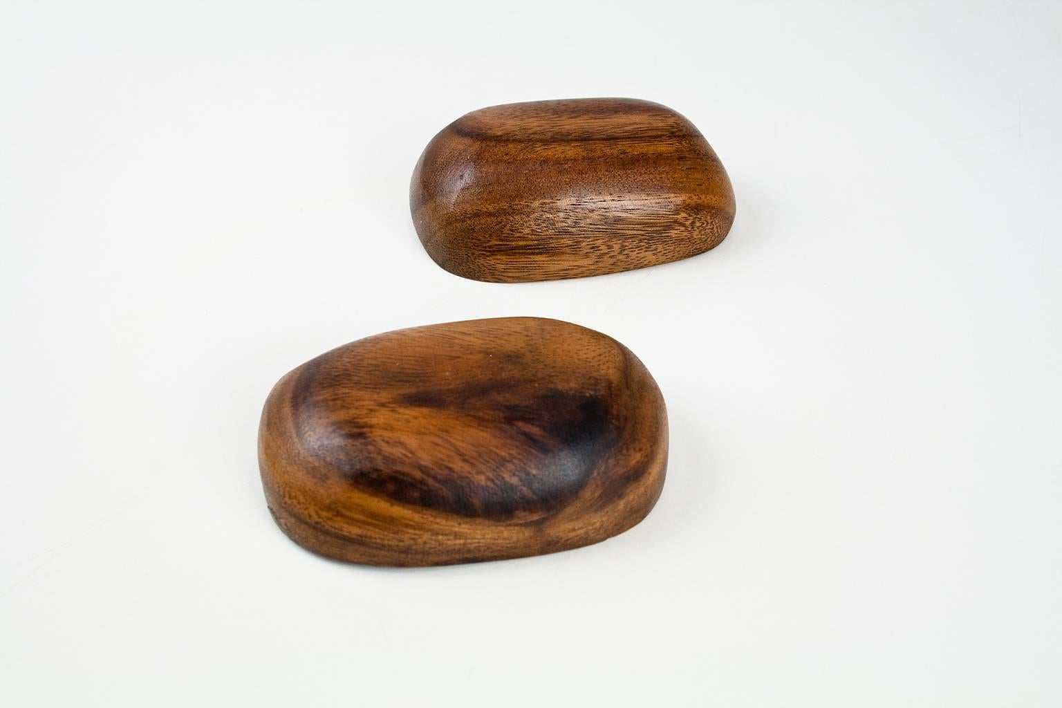 Hand-Crafted 1960s Small Handcrafted Sculptured Danish Teak Storage or Desk Accessory Bowls