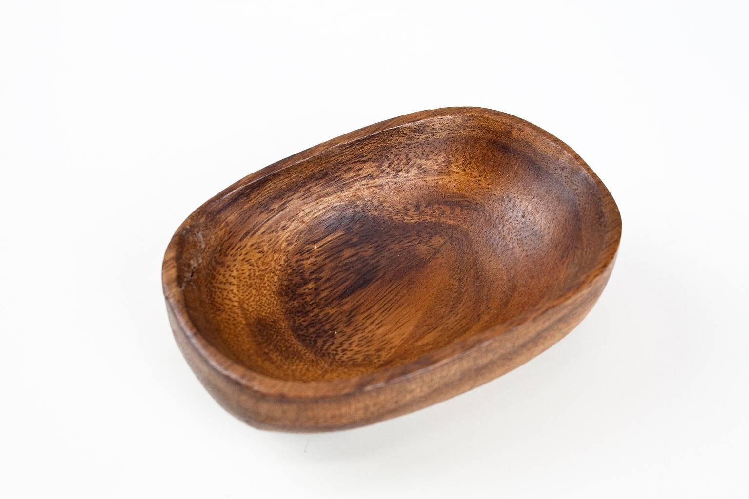 Mid-20th Century 1960s Small Handcrafted Sculptured Danish Teak Storage or Desk Accessory Bowls