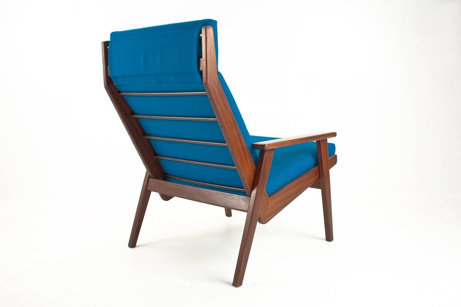 Mid-Century Modern 1950s Set Dutch Easy Chair by Rob Parry Model Lotus in Teak with New Upholstery