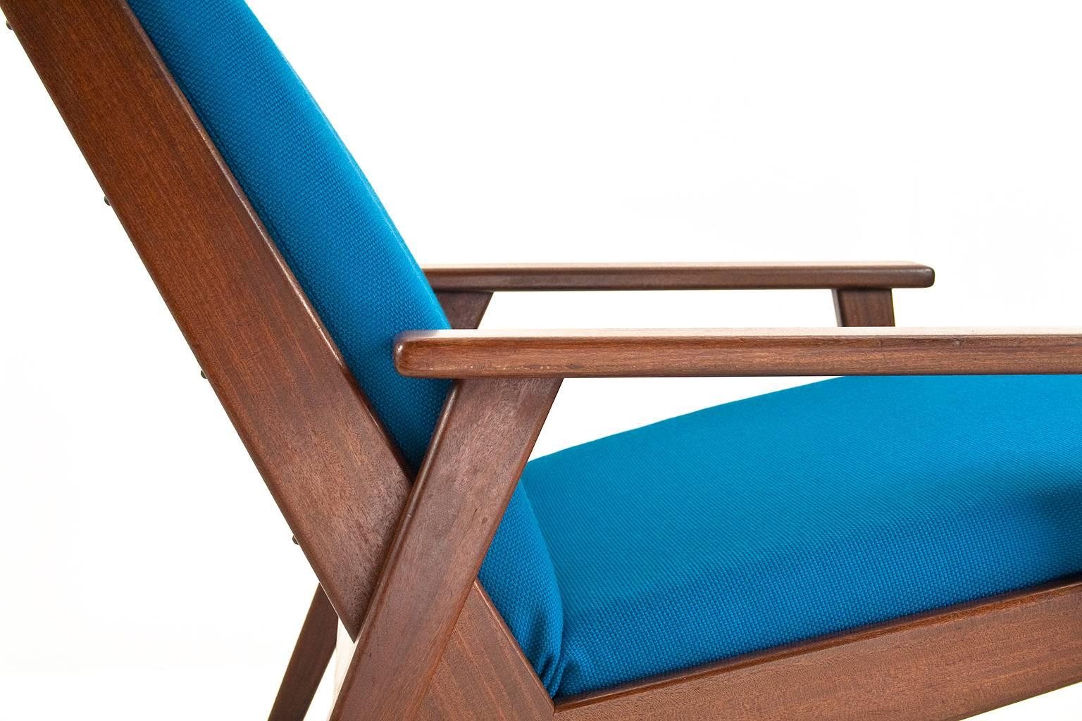 1950s Set Dutch Easy Chair by Rob Parry Model Lotus in Teak with New Upholstery In Excellent Condition In Beek en Donk, NL