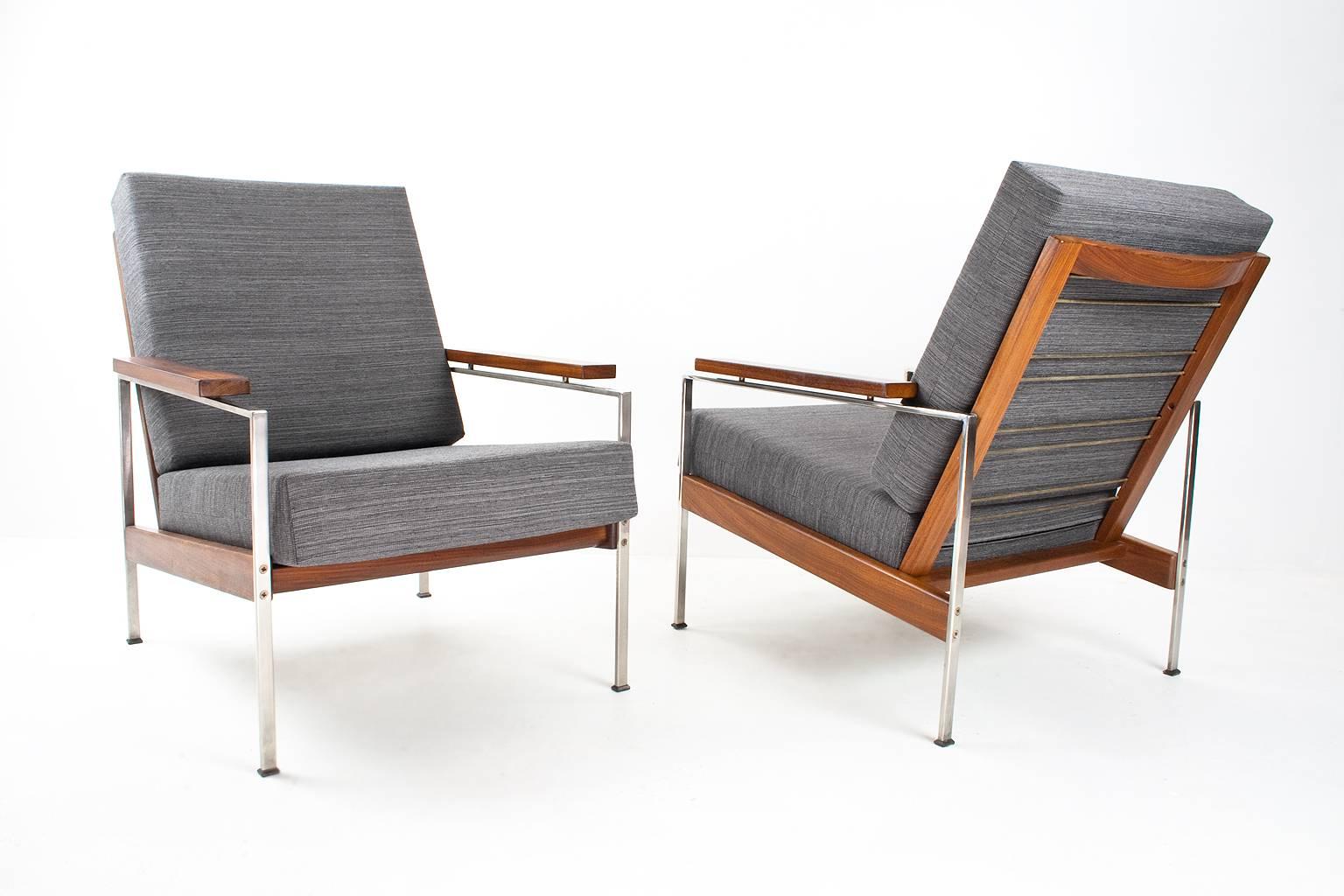 Mid-Century Modern 1950s Dutch Set of Two Rob Parry Easy Chairs for Gelderland (Nl) New Upholstered