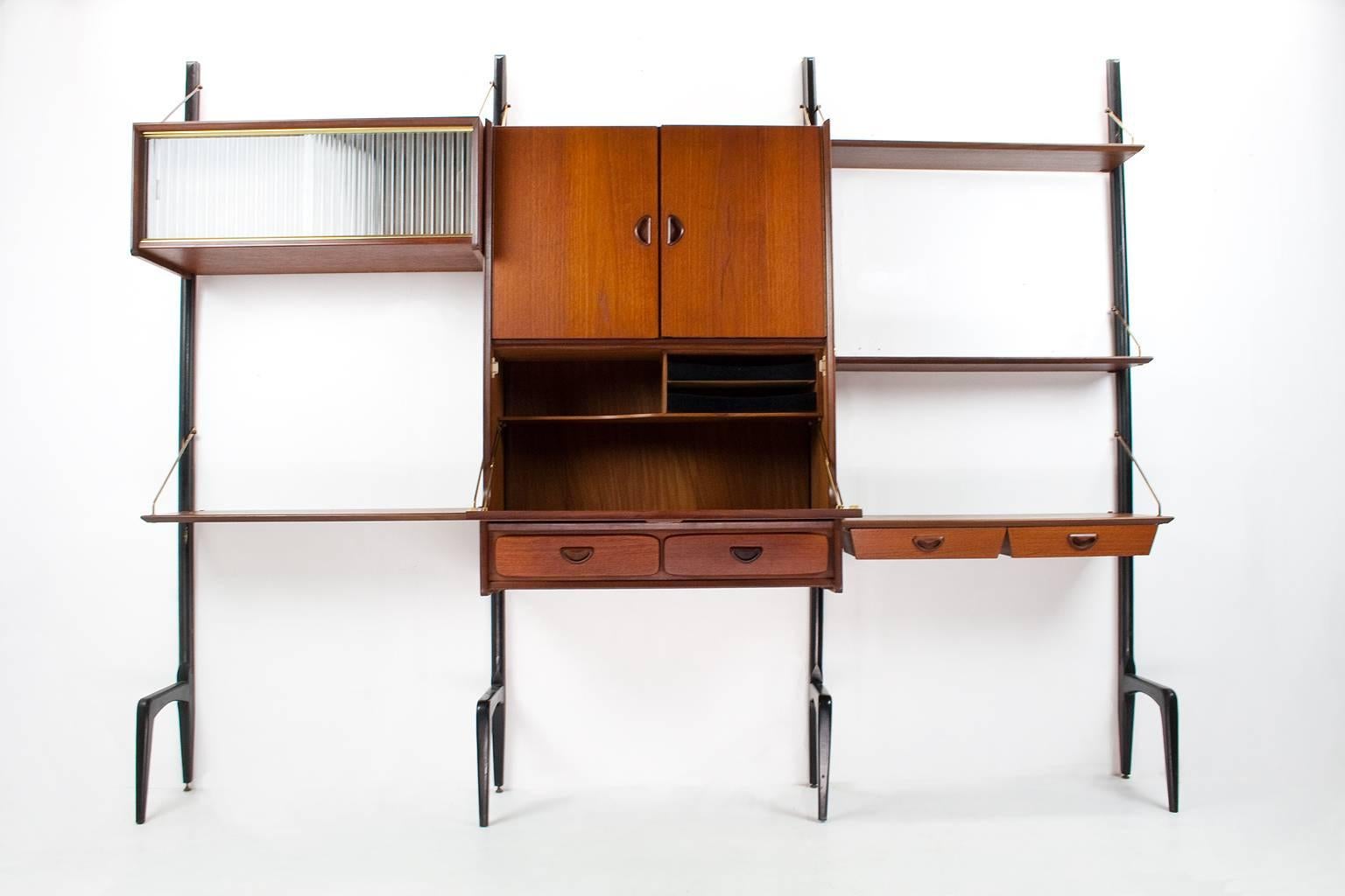 Mid-Century Modern 1950s Dutch Mid-Century Teak Modular Wall System by Louis Van Teeffelen for WeBe