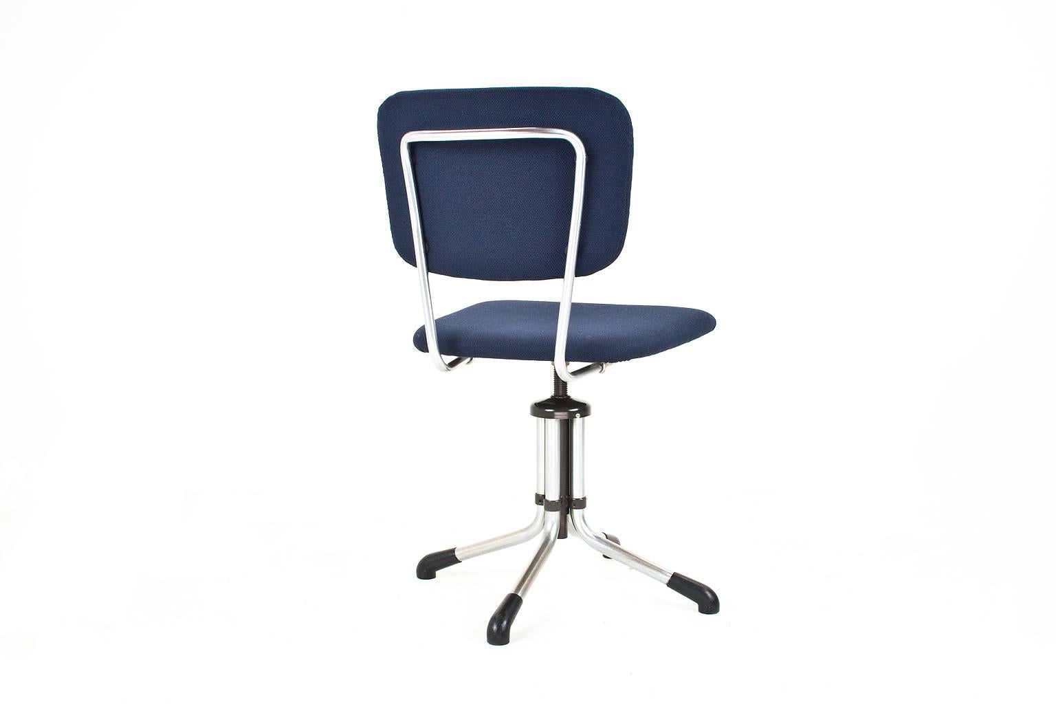 Mid-Century Modern 1930s Dutch Gispen Swivel Office Desk Chair New Upholstered